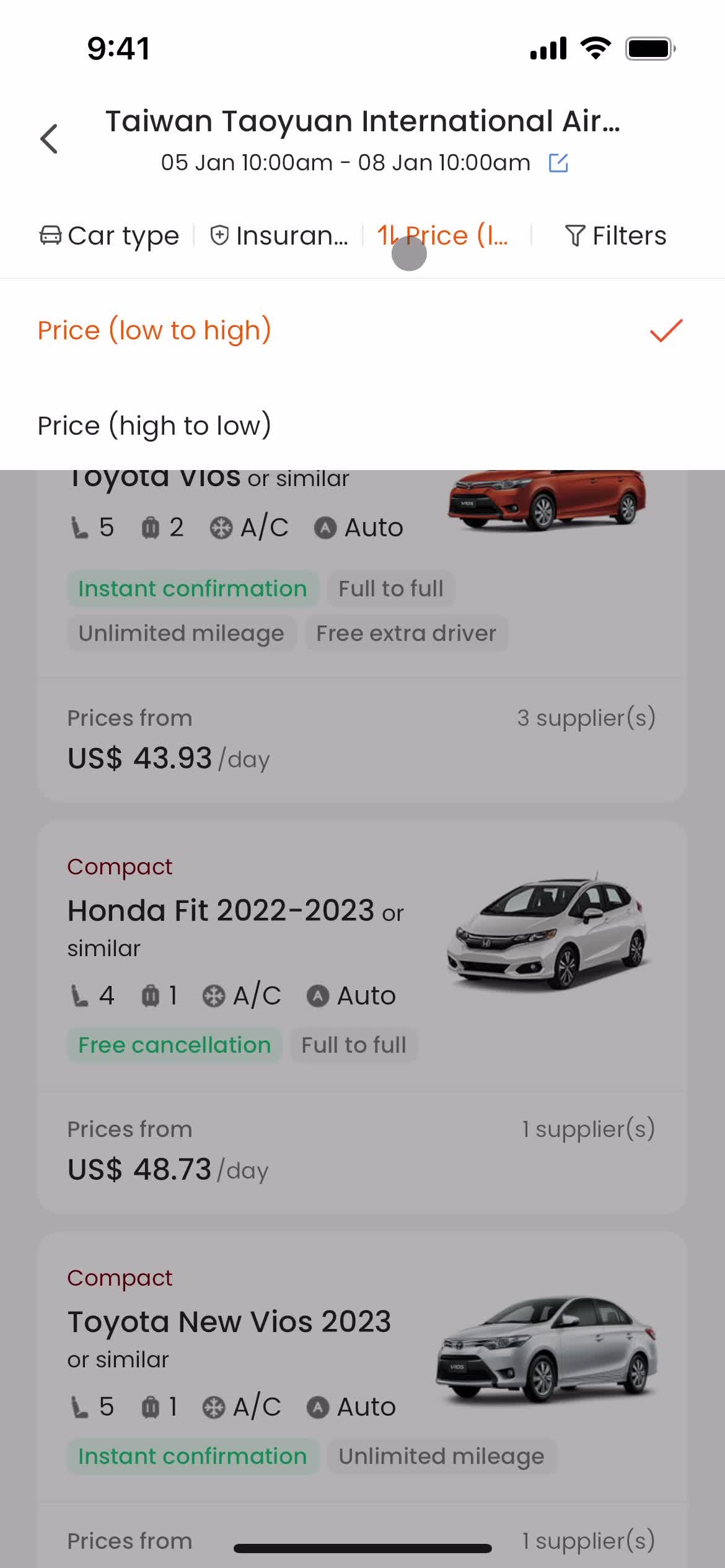 Filtering screenshot