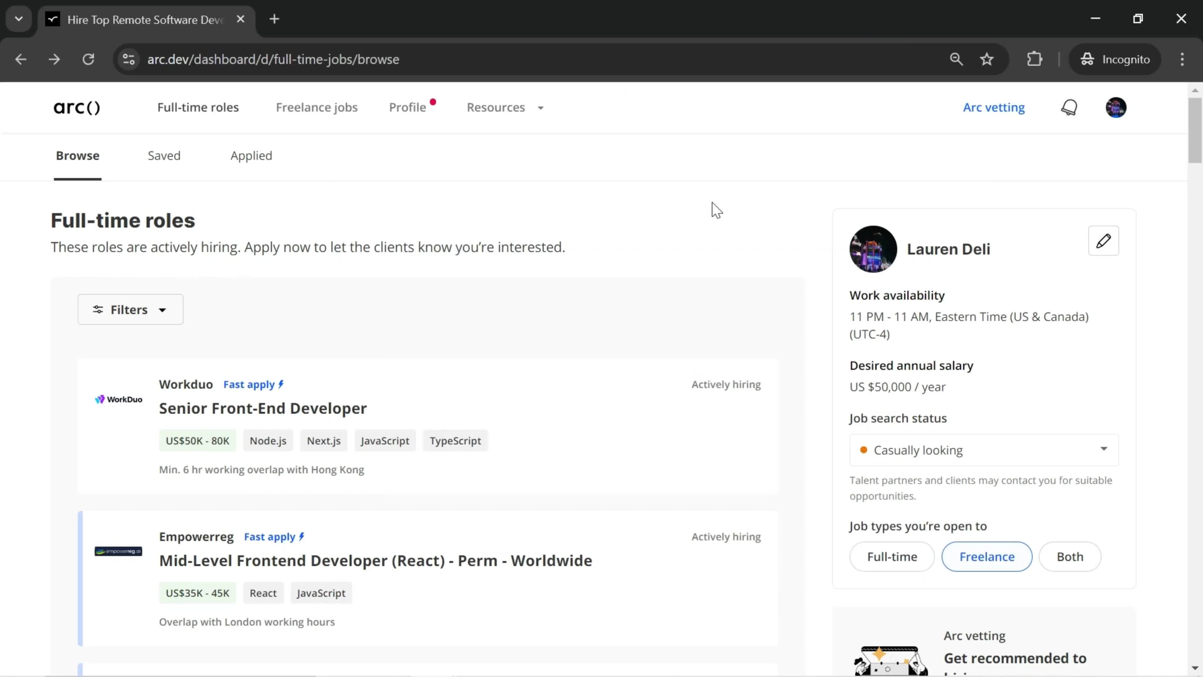 Filtering and sorting screenshot