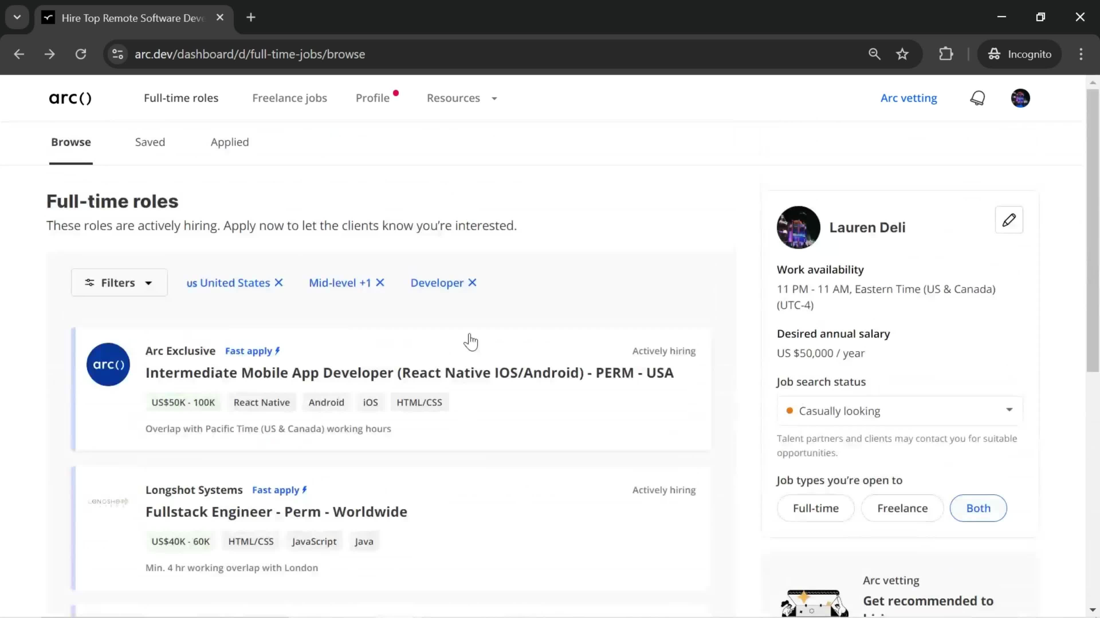 Filtering and sorting screenshot