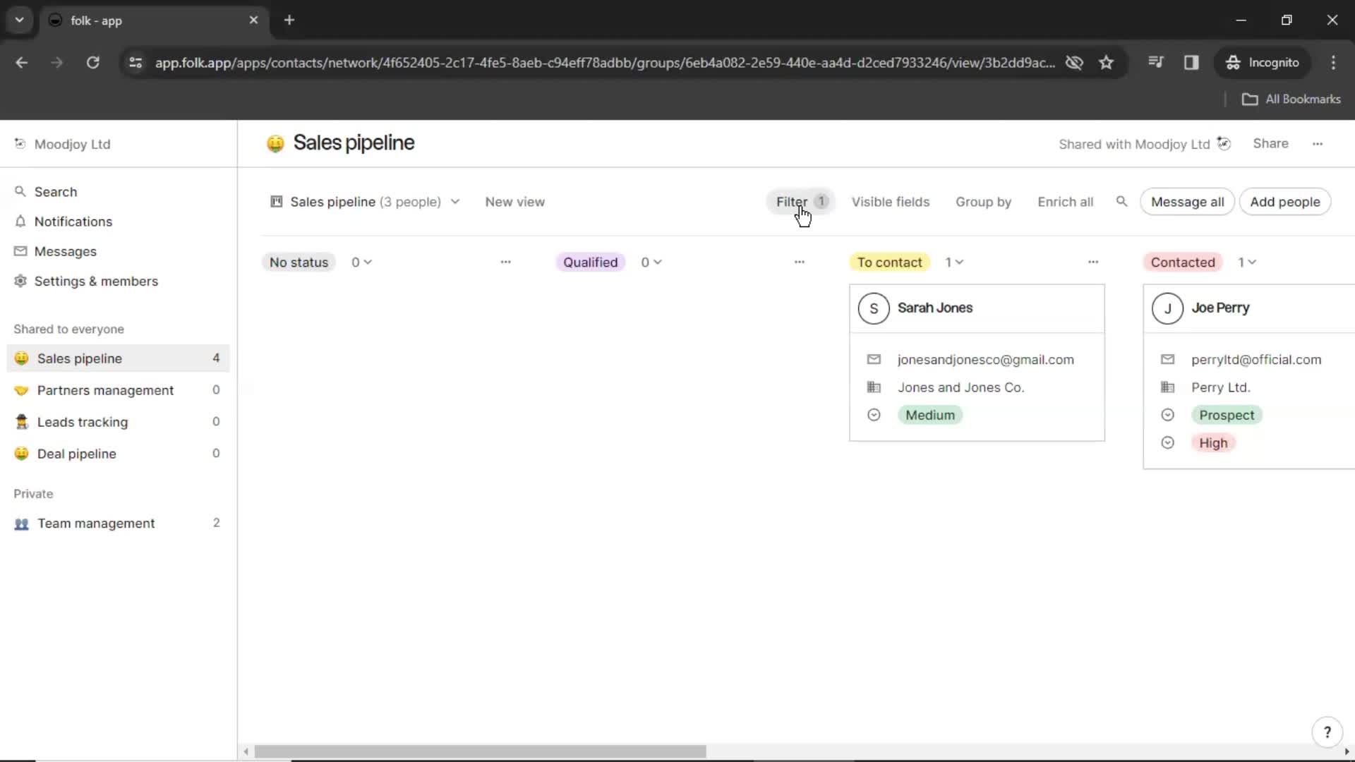 Filtering screenshot