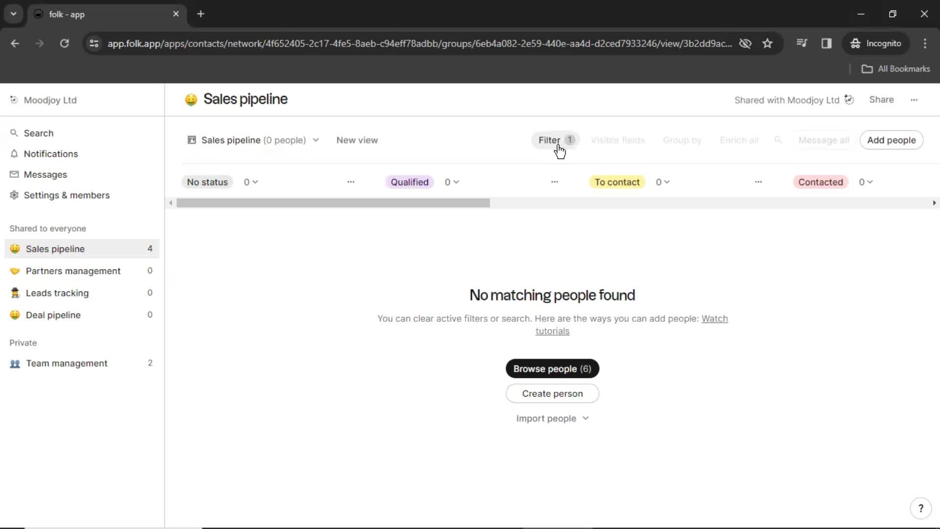 Filtering screenshot