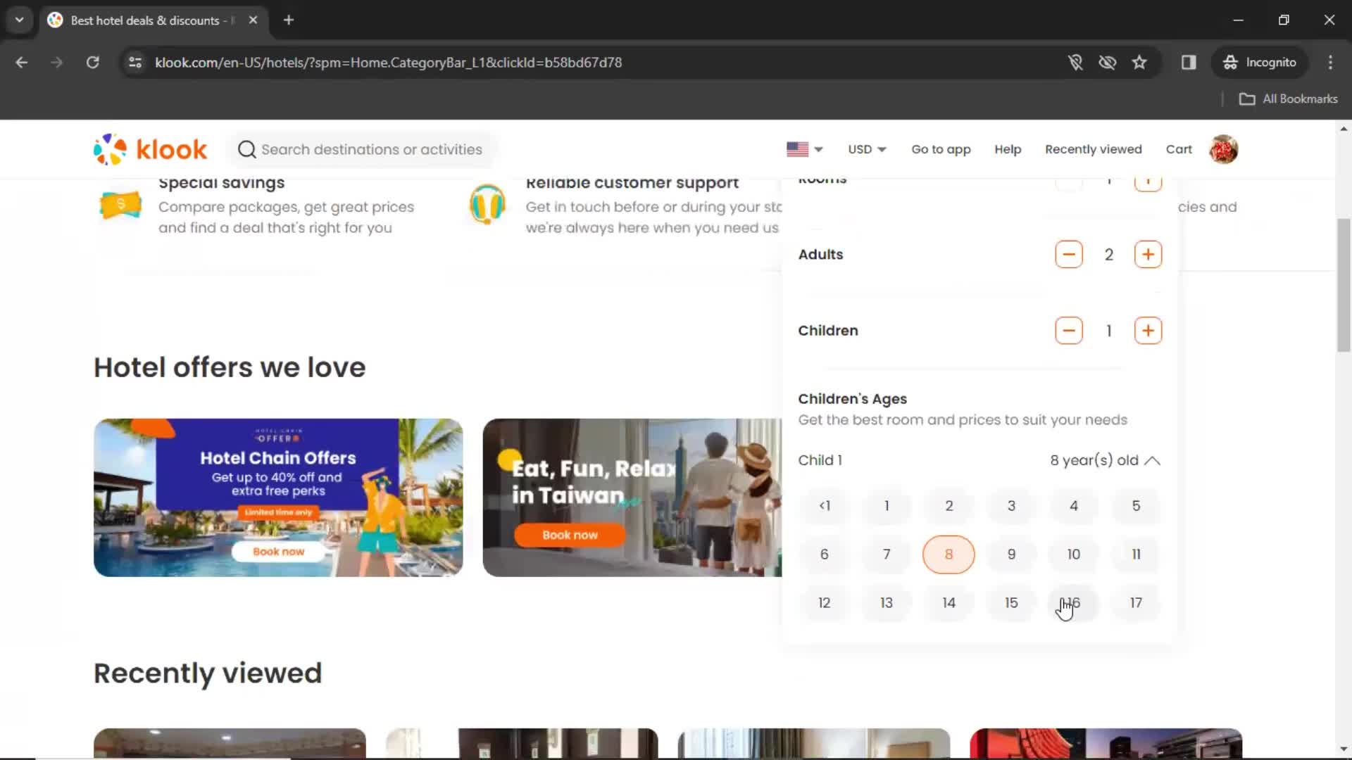 Filtering screenshot