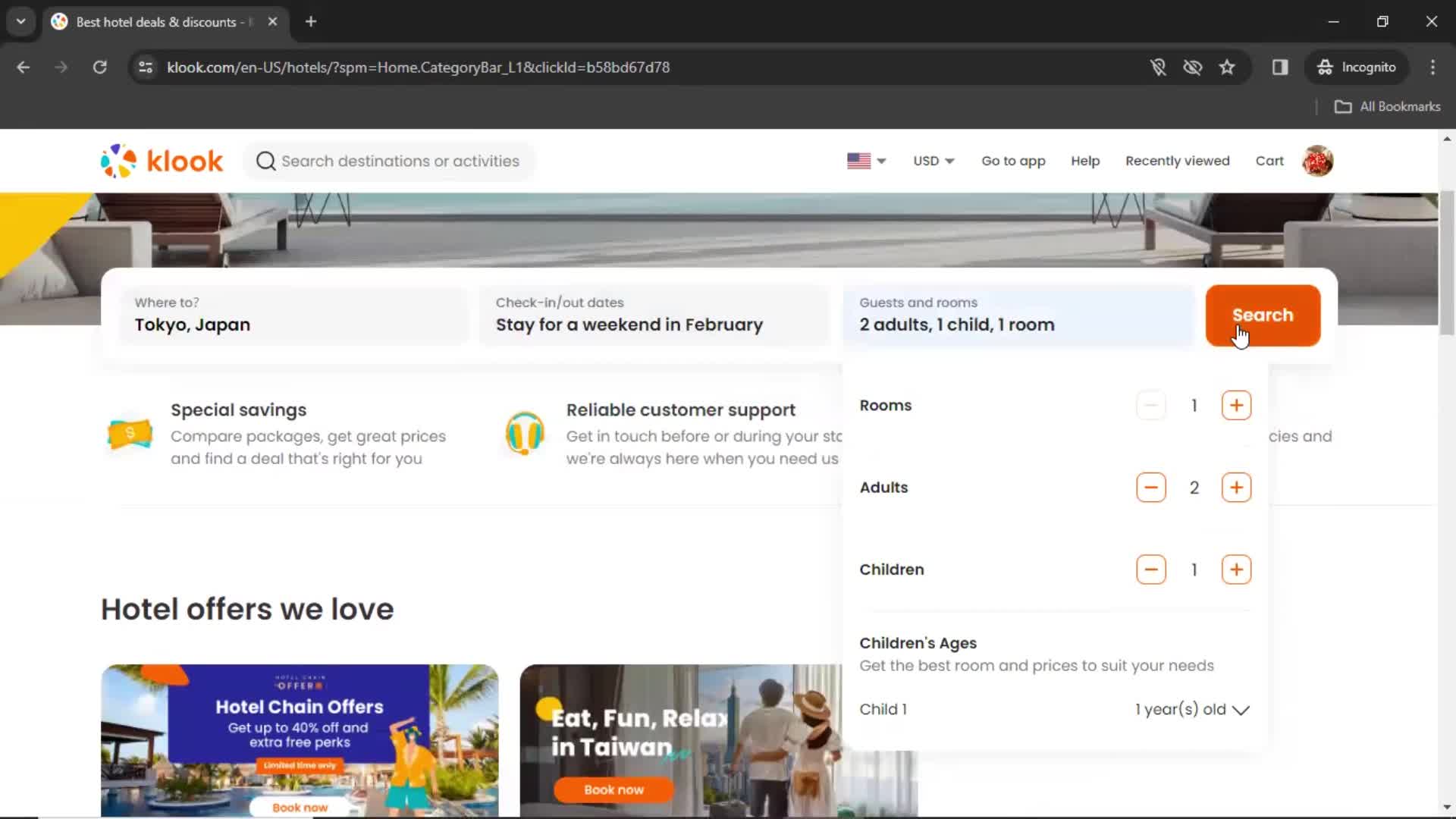 Filtering screenshot