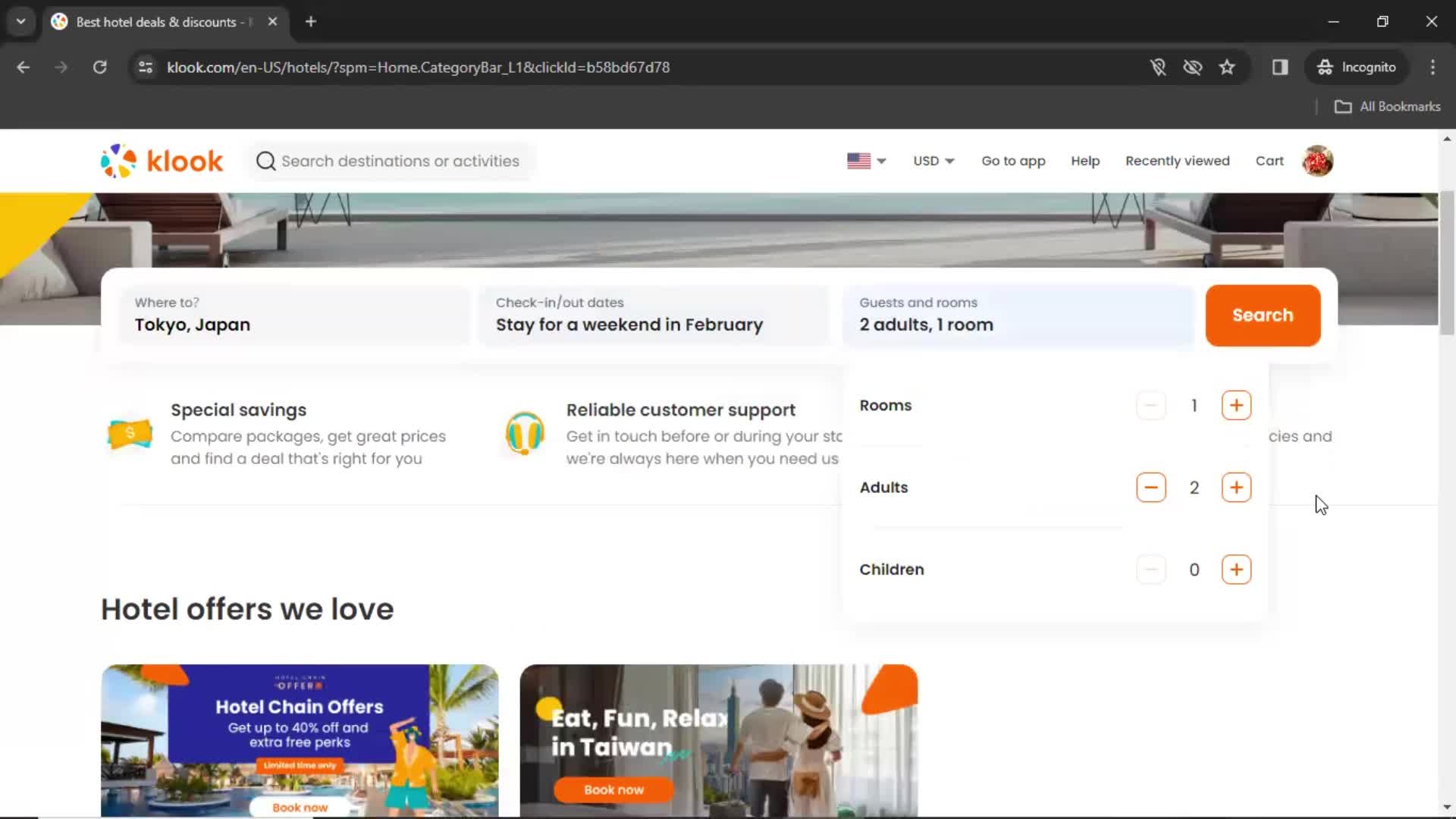 Filtering screenshot