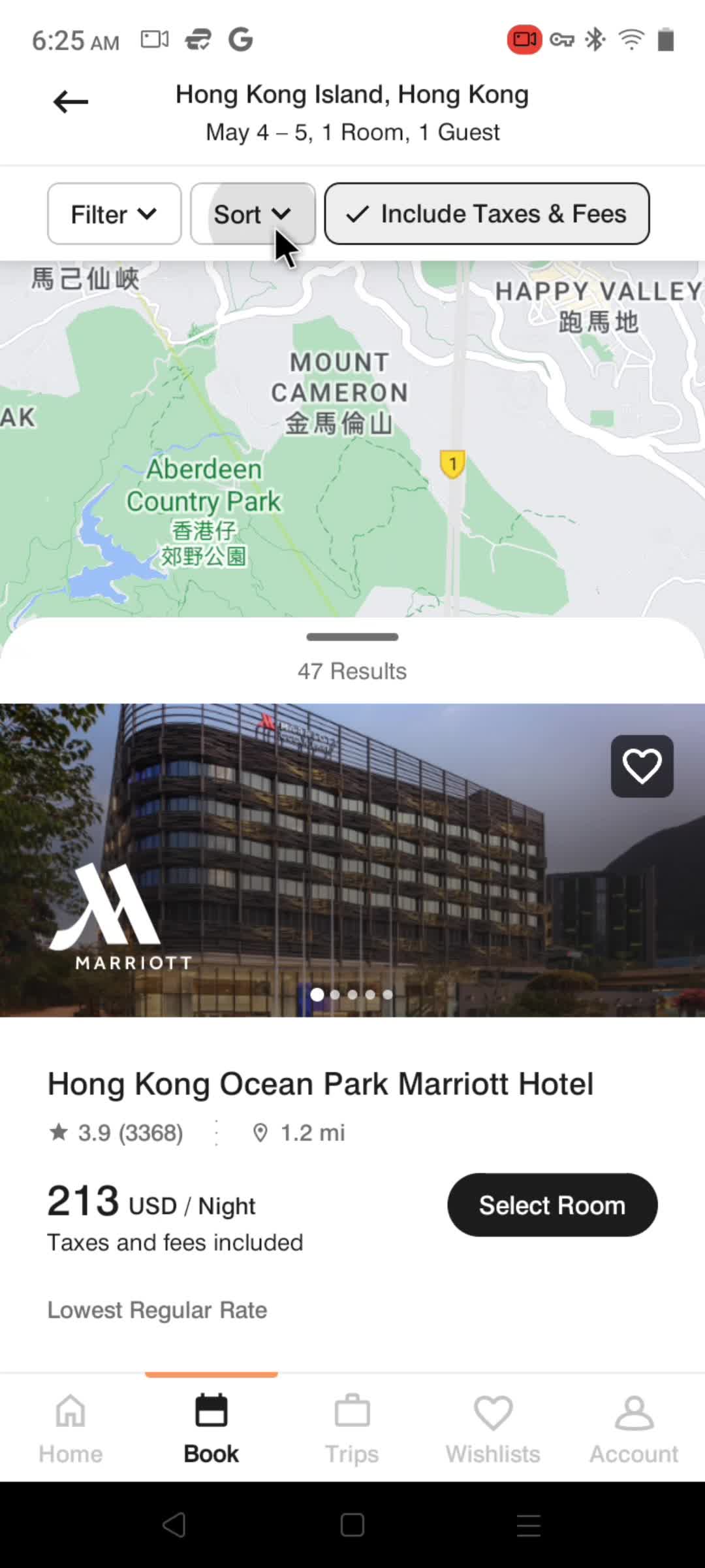 Filtering and sorting screenshot