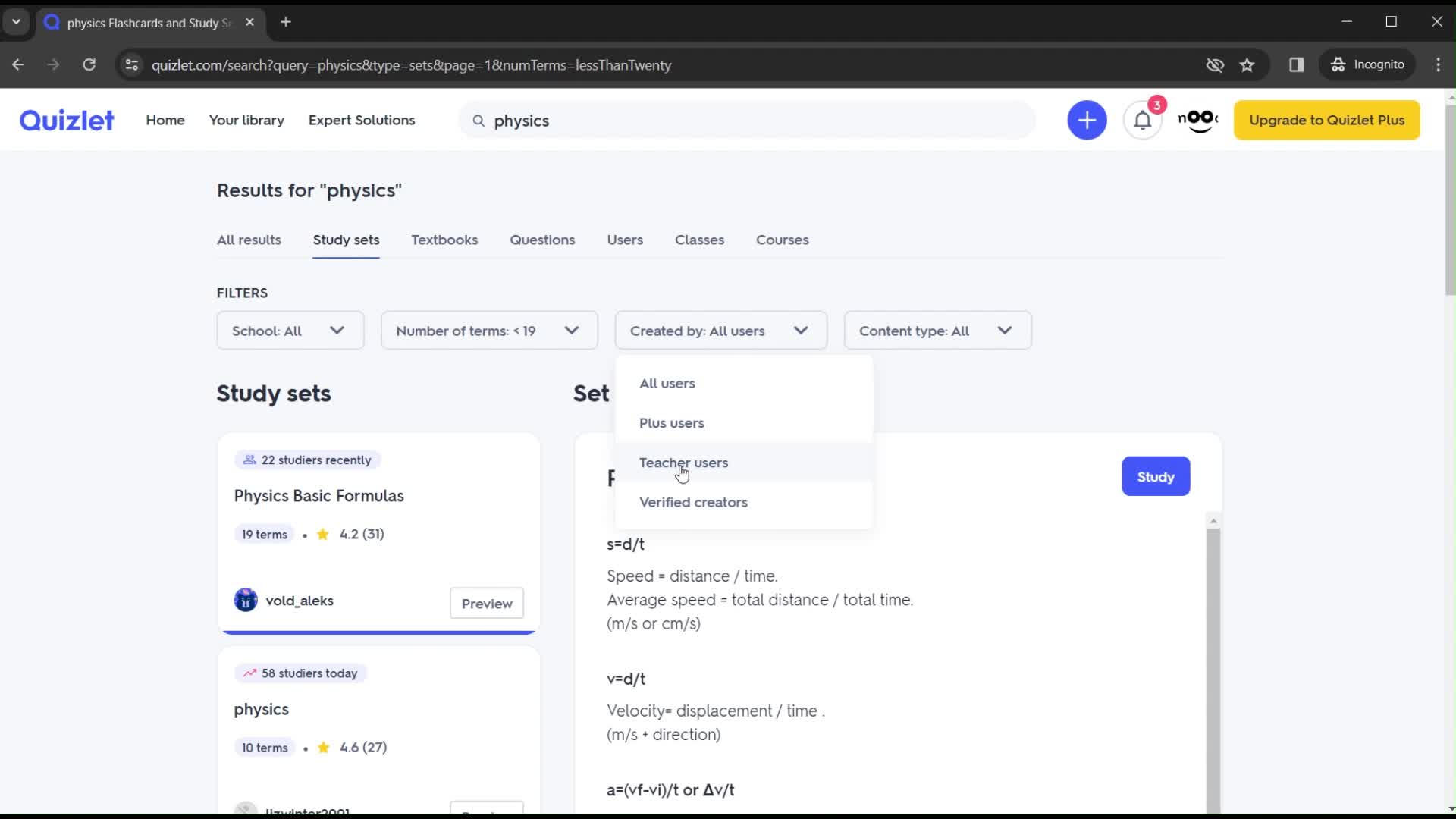Filtering and sorting screenshot