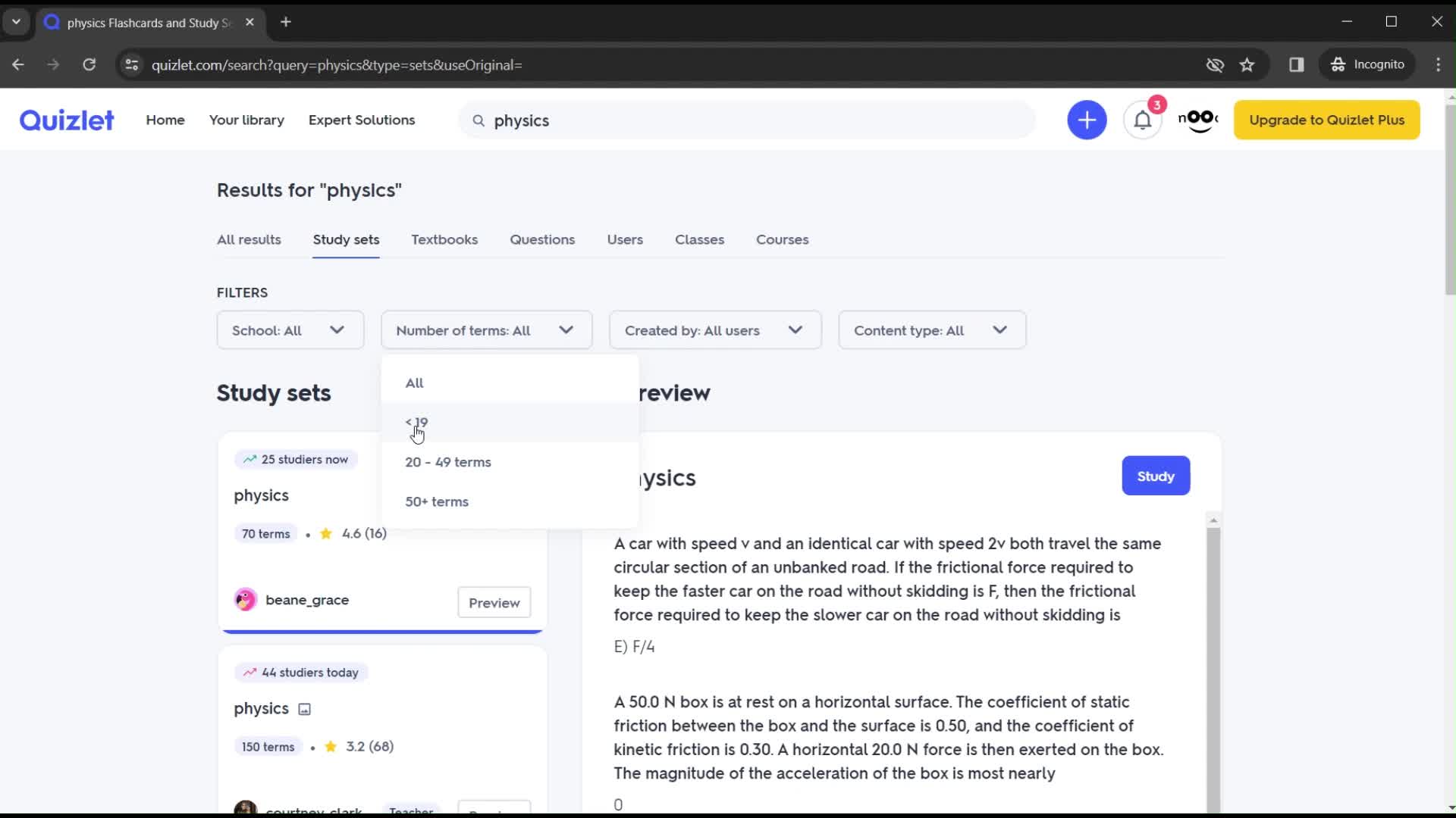 Filtering and sorting screenshot