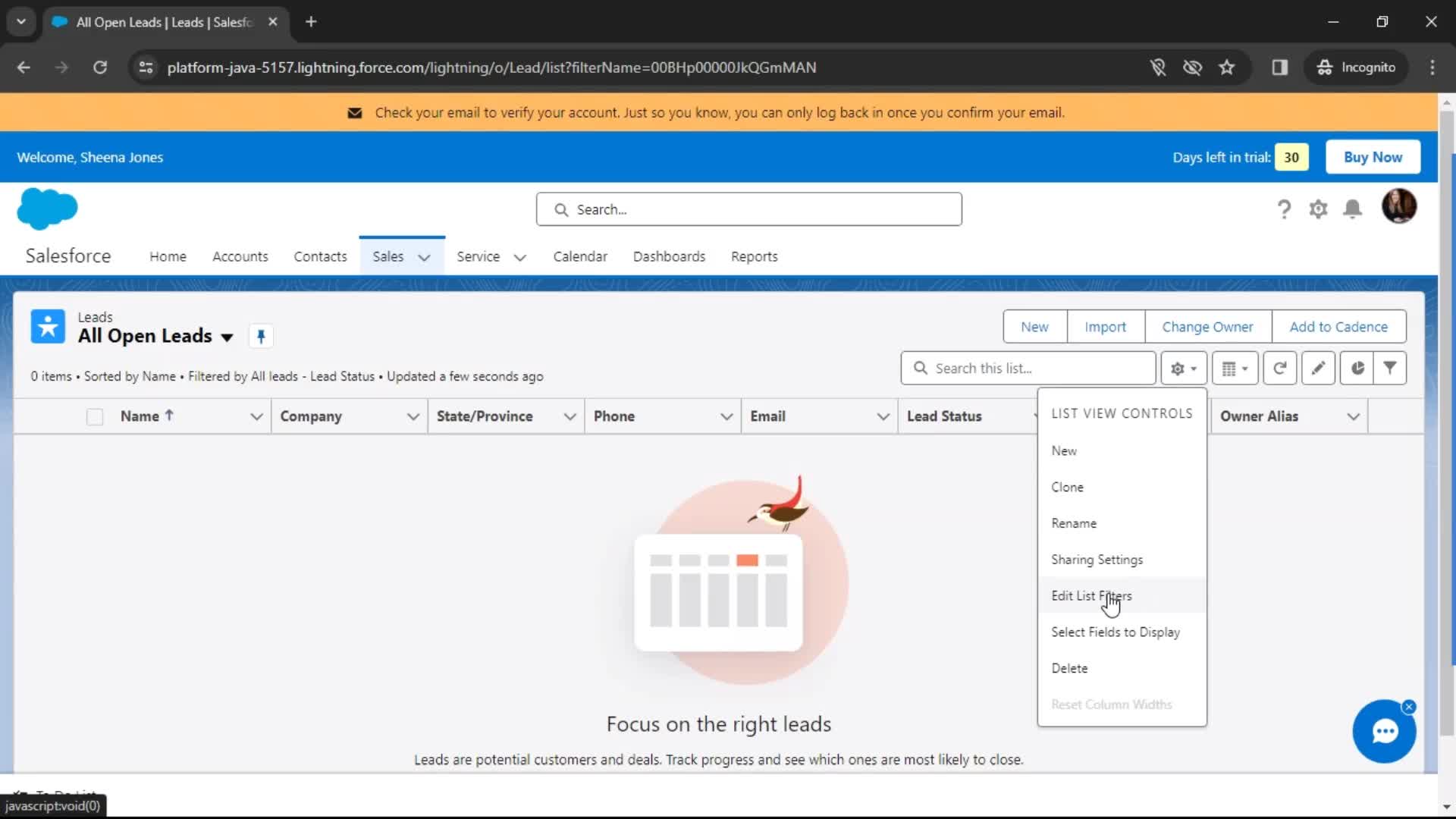 Filtering screenshot