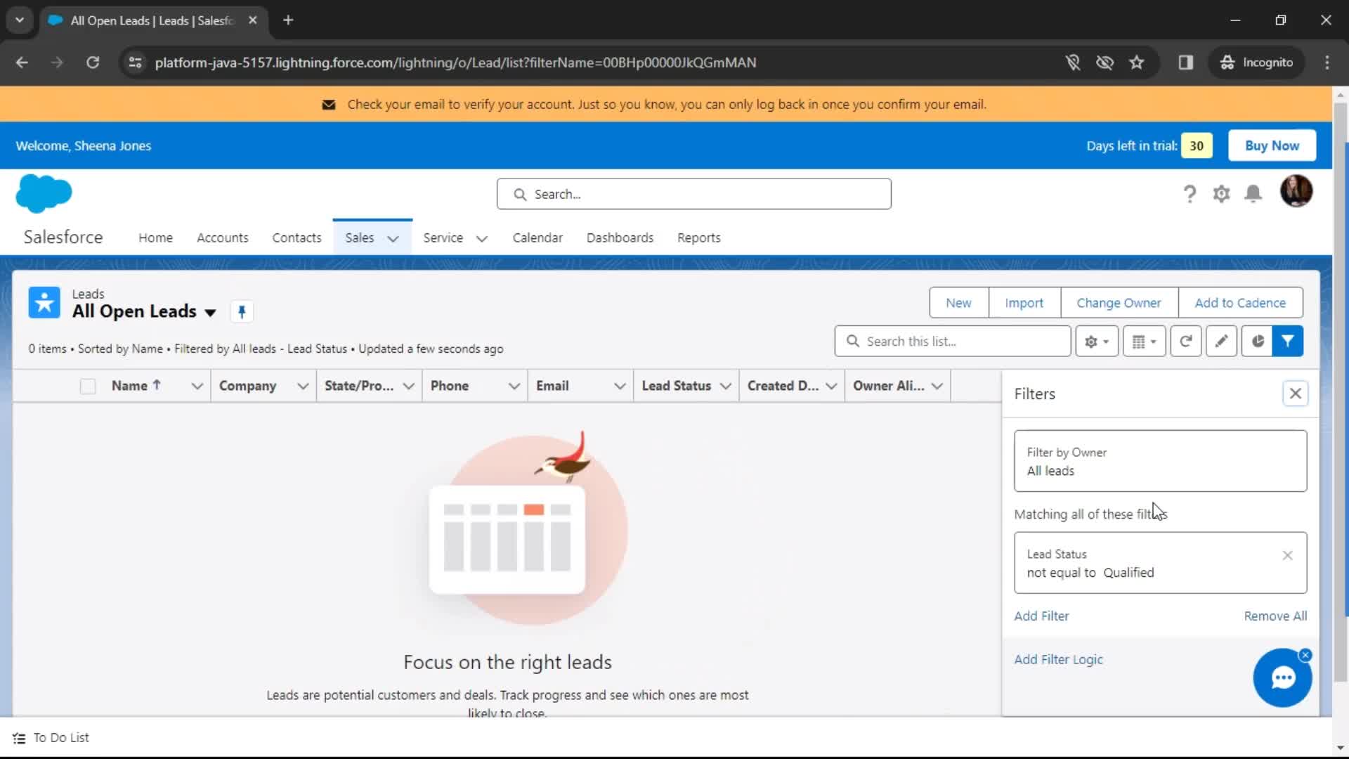 Filtering screenshot