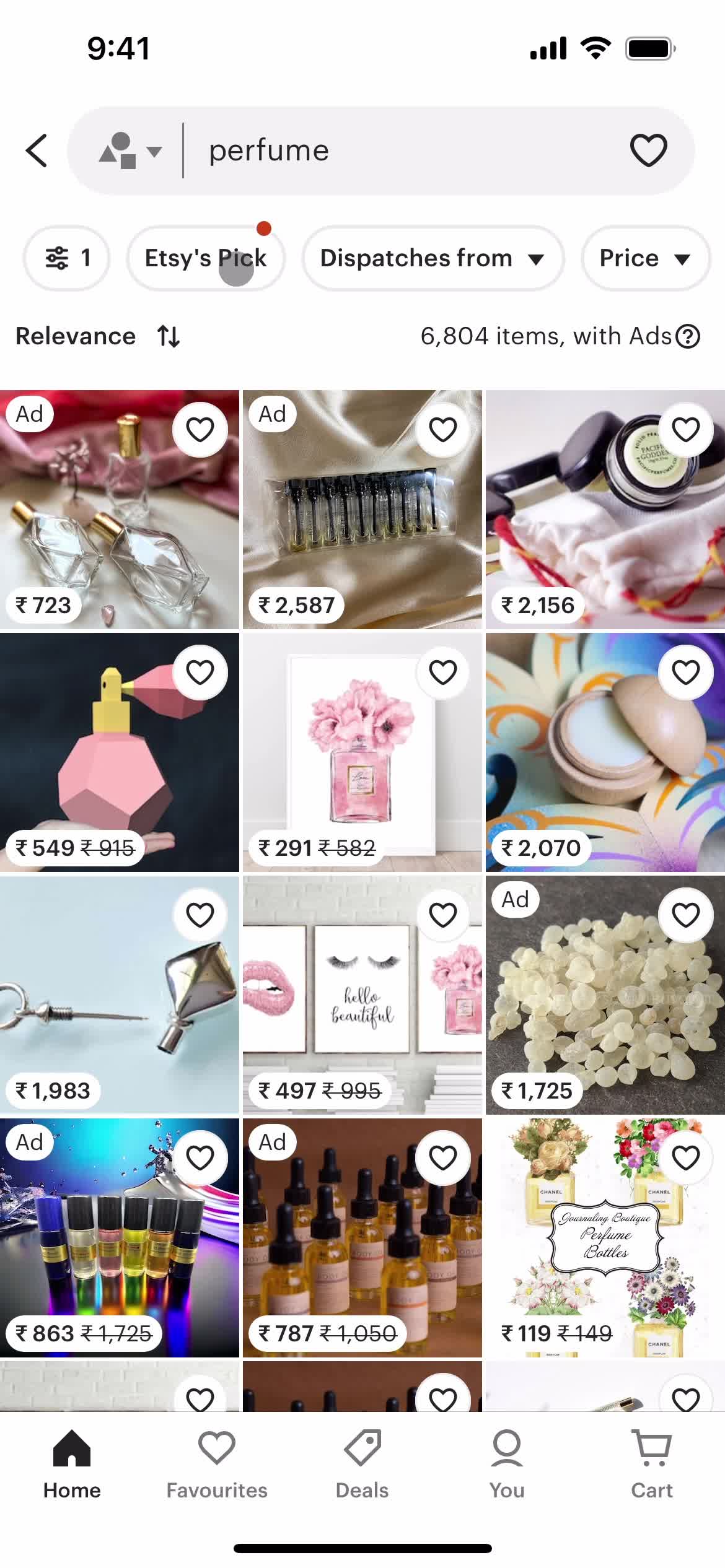 Filtering screenshot