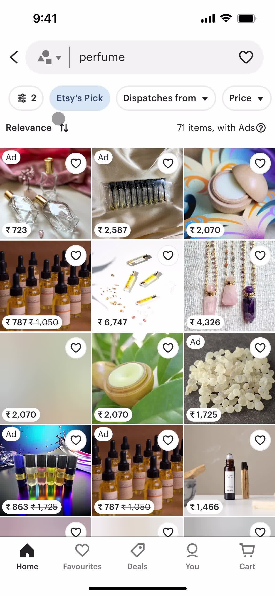 Filtering screenshot