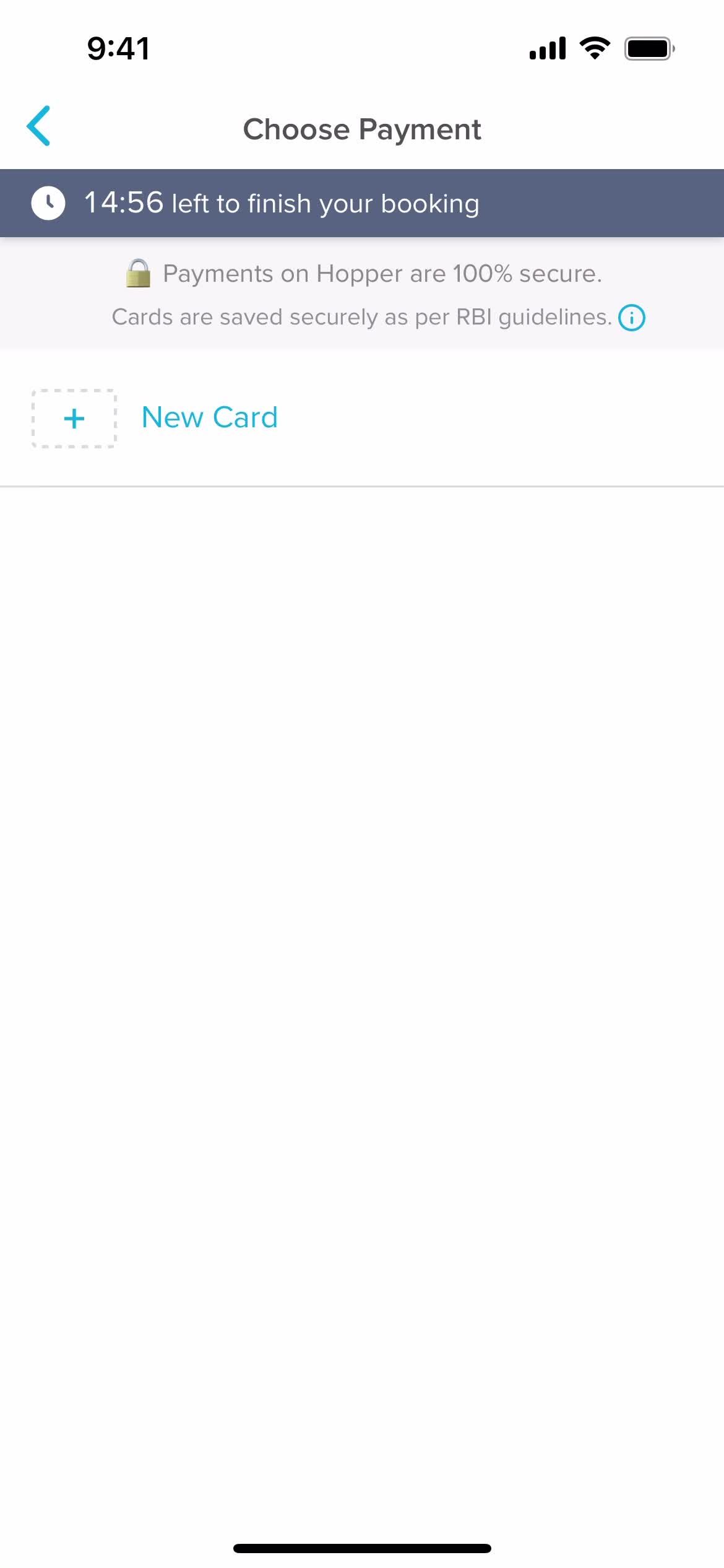 Hopper select payment method screenshot