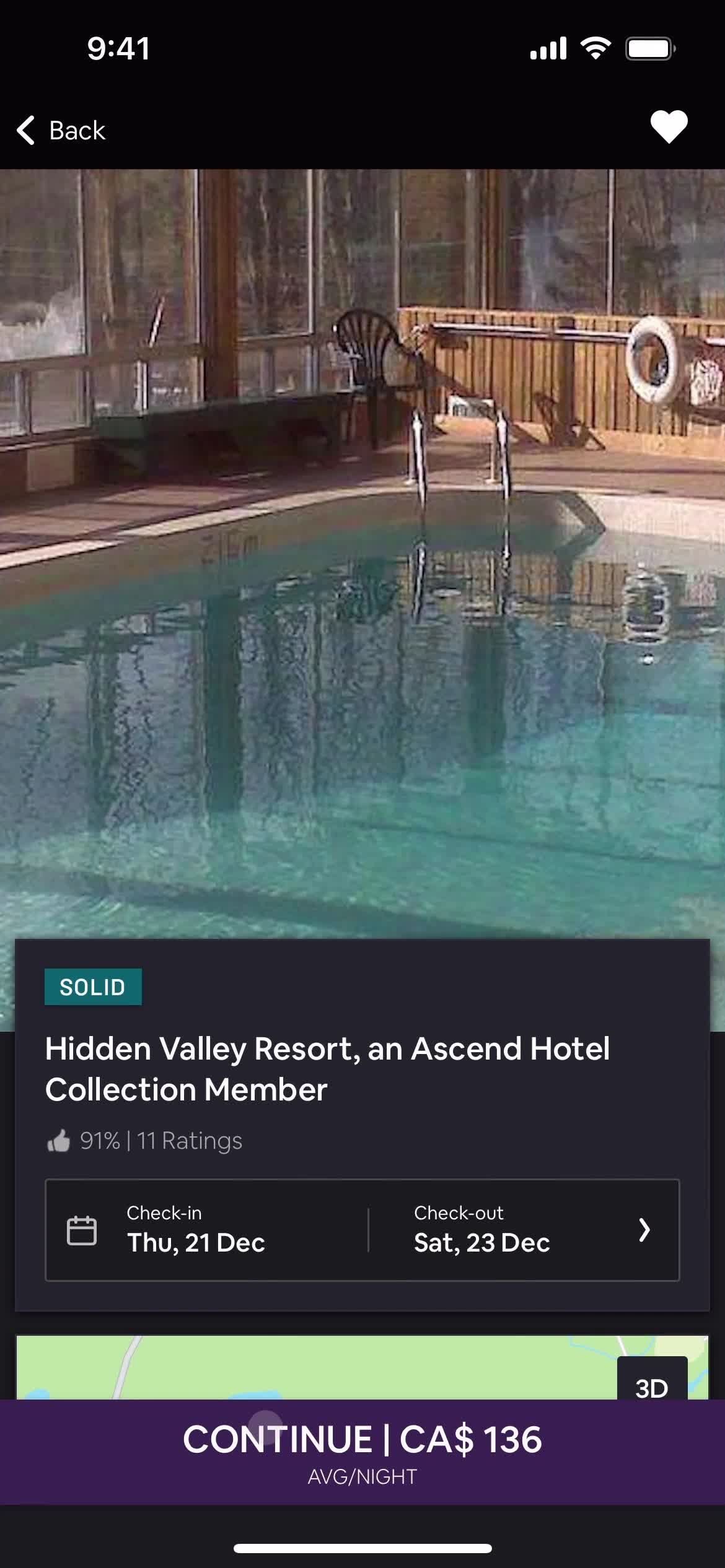 Finding hotels screenshot