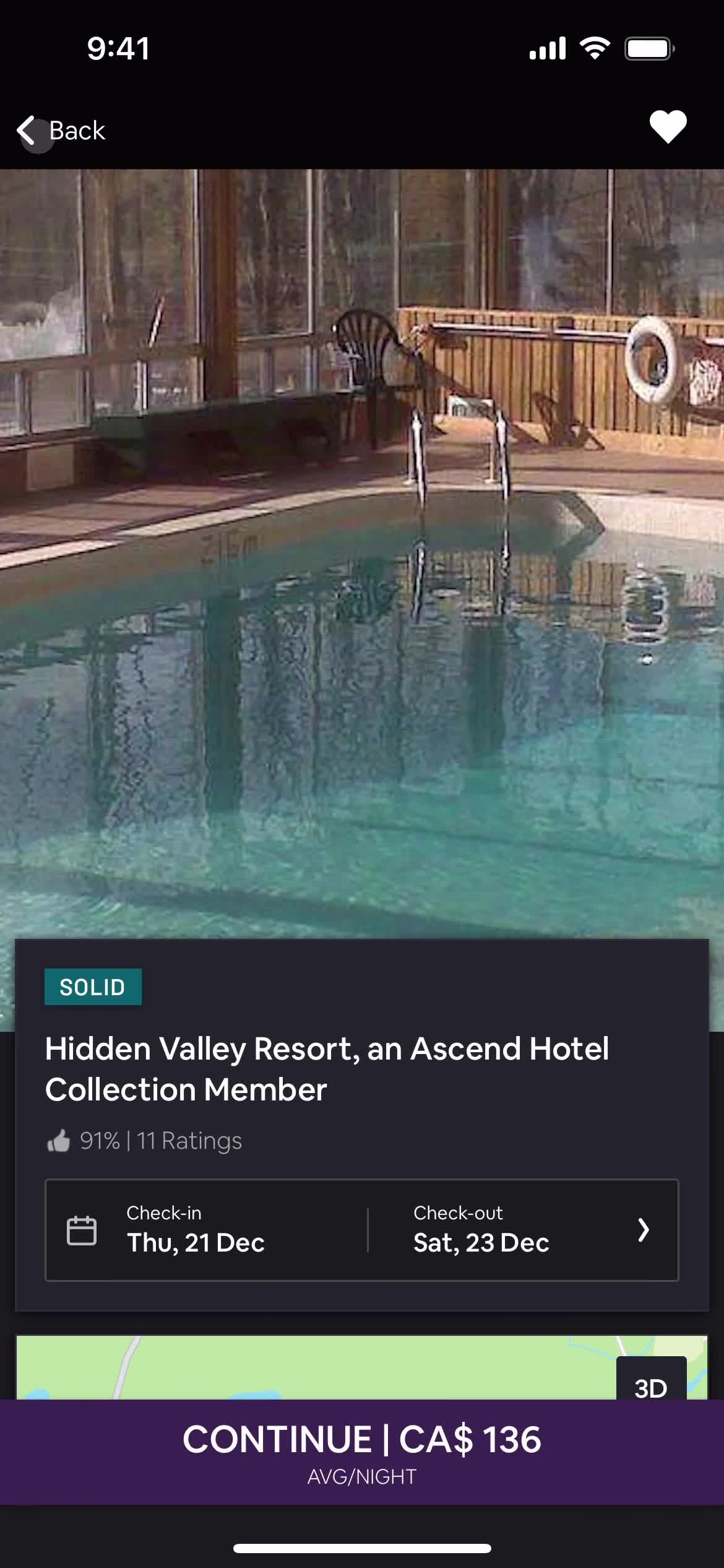 Finding hotels screenshot