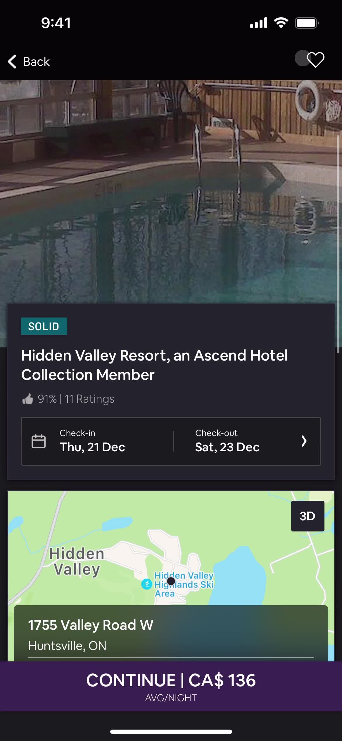 Finding hotels screenshot