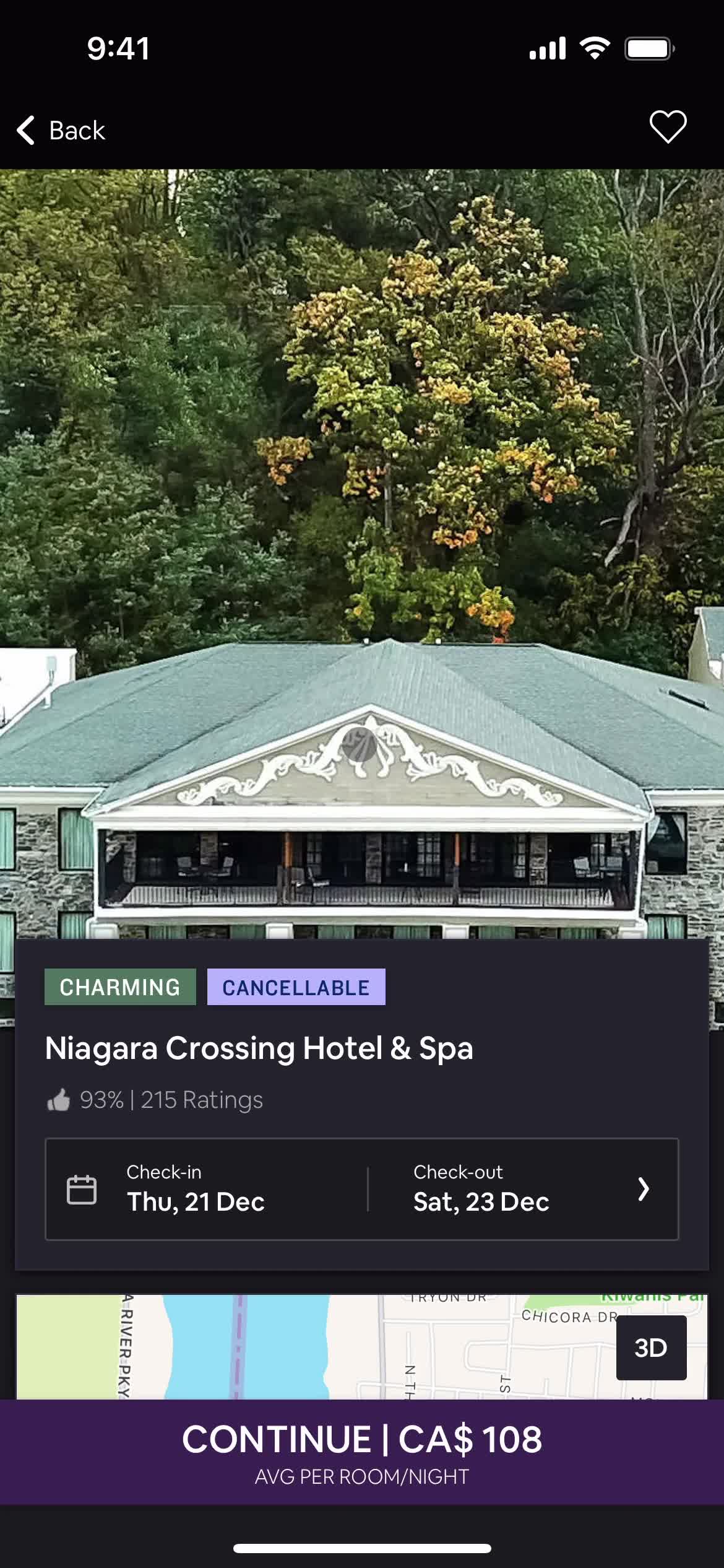 Finding hotels screenshot