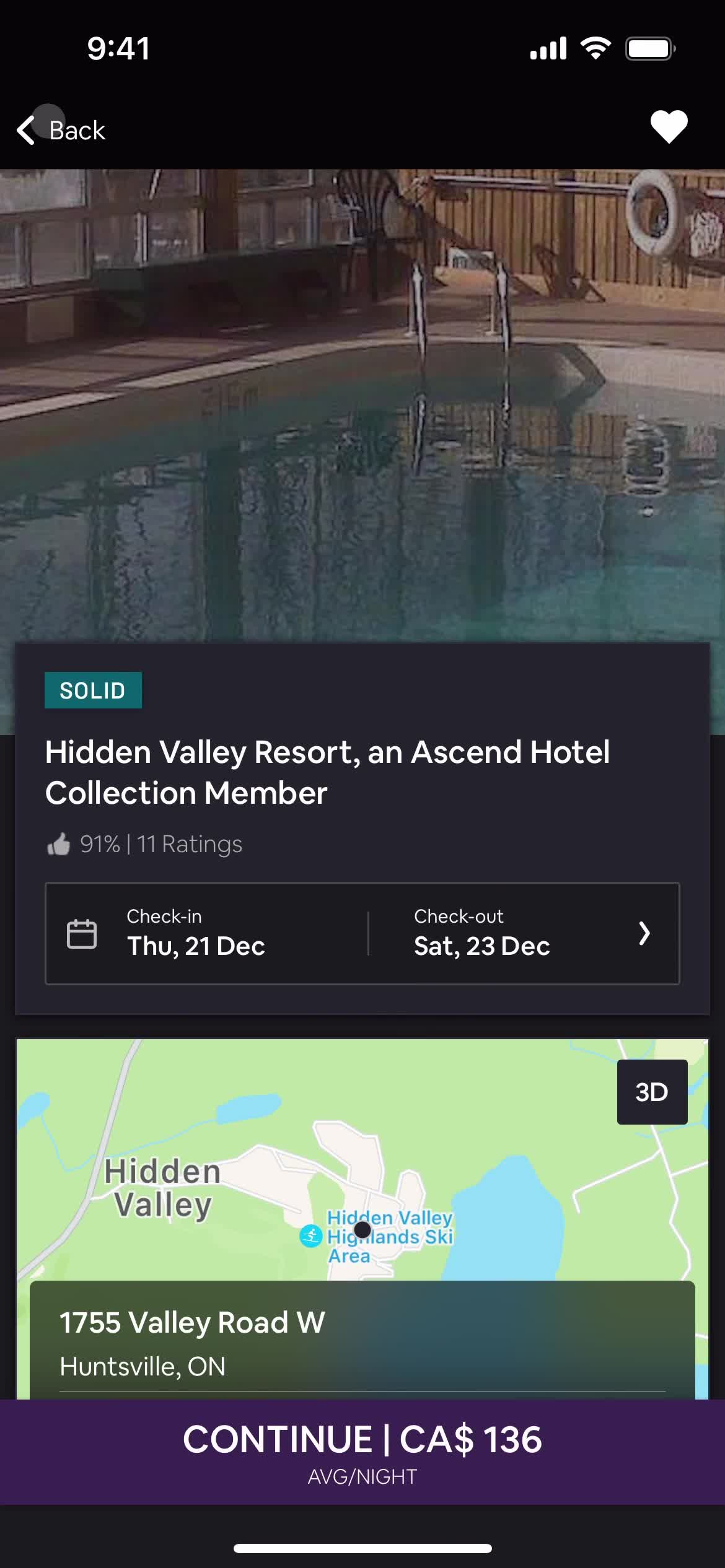 Finding hotels screenshot