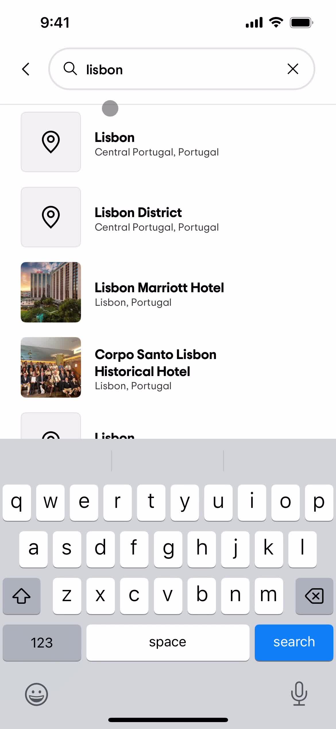 Screenshot of Search results on Finding hotels on Tripadvisor user flow