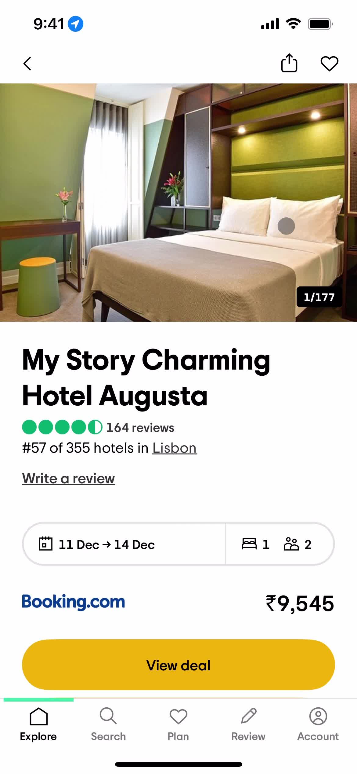 Finding hotels screenshot