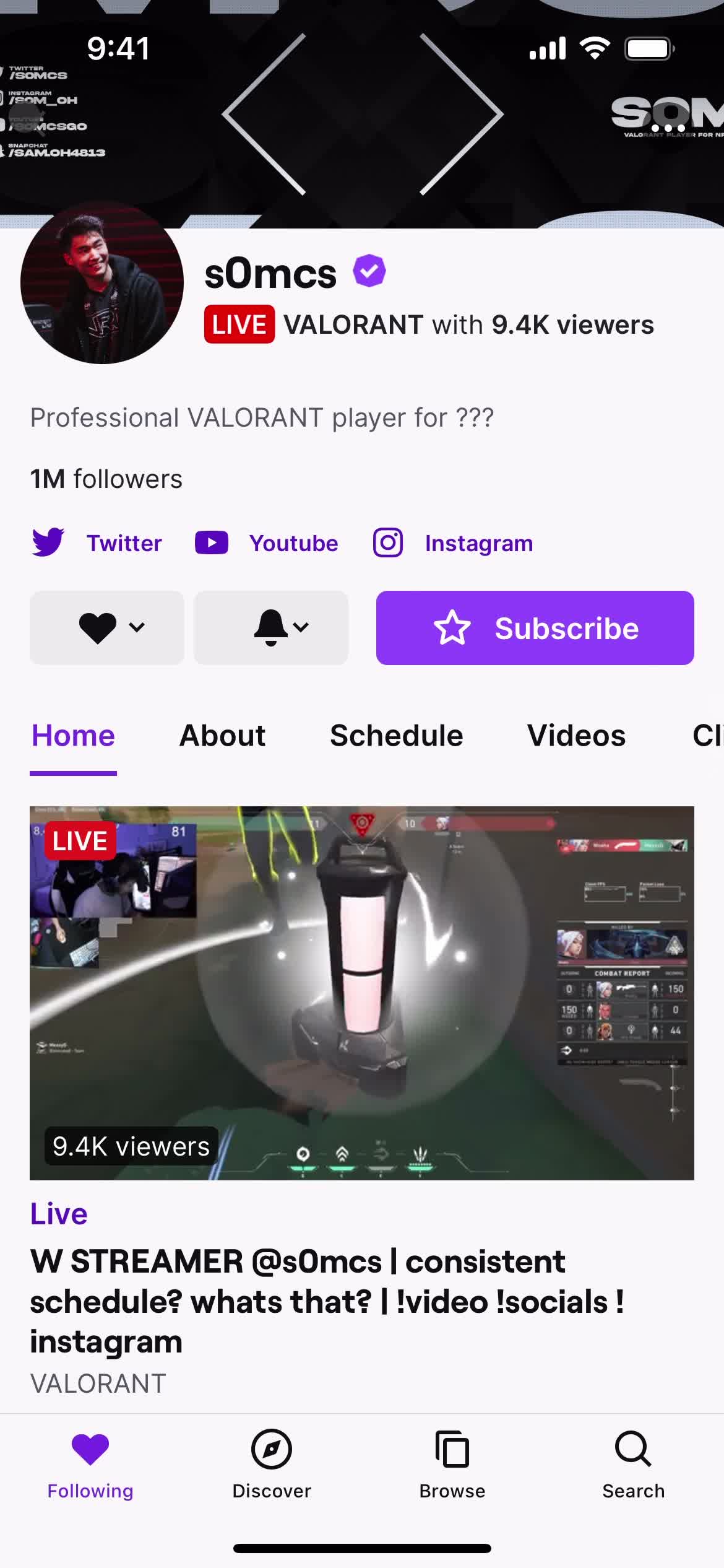 Following a user on Twitch video thumbnail