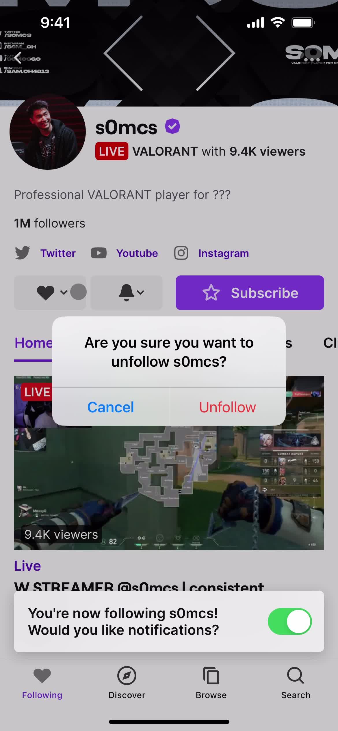 Following a user on Twitch video thumbnail