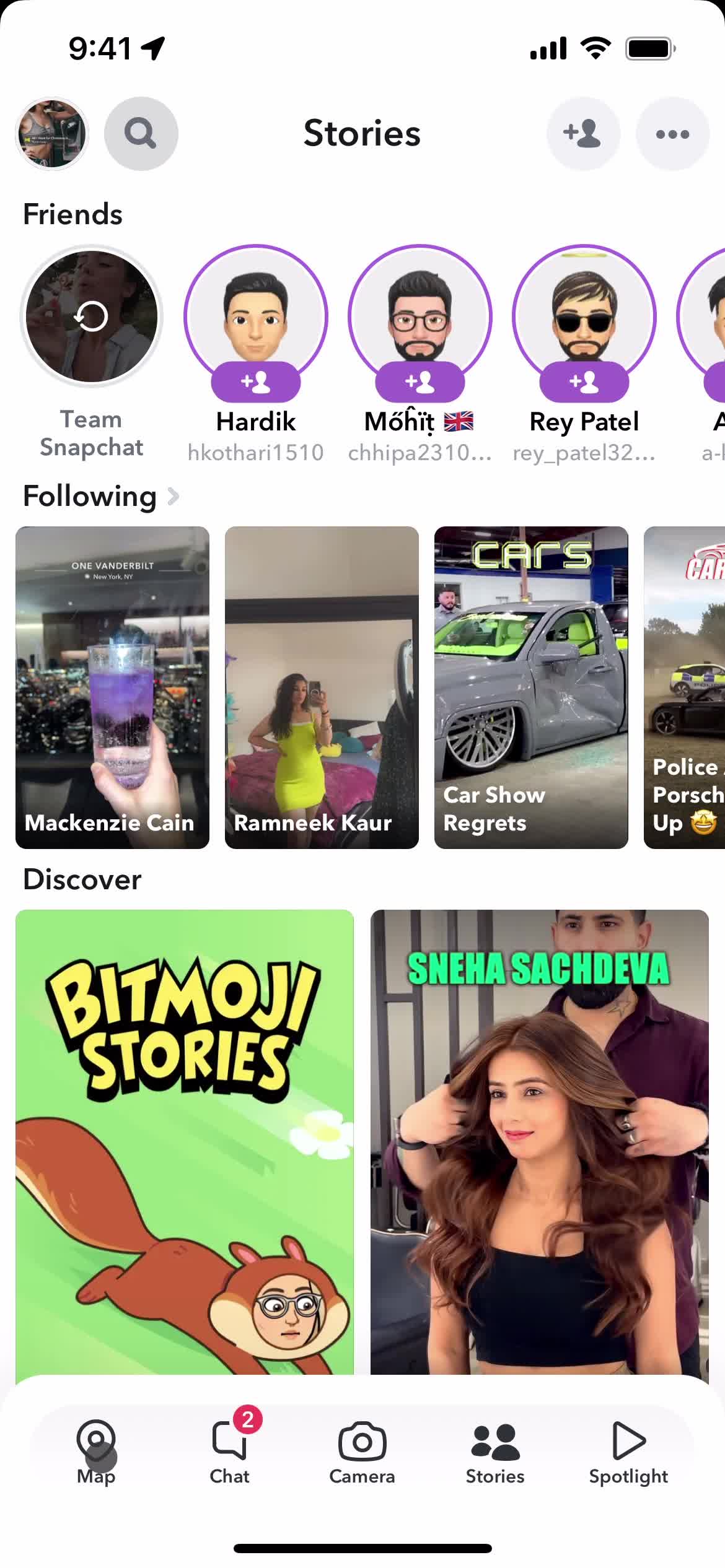 Following a user on Snapchat video thumbnail