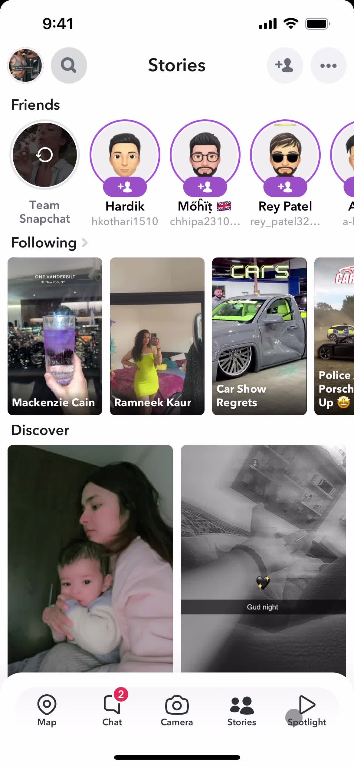 Following a user on Snapchat video thumbnail