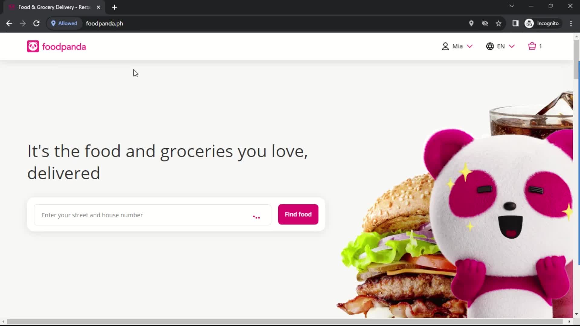 Screenshot of Home on General browsing on foodpanda user flow