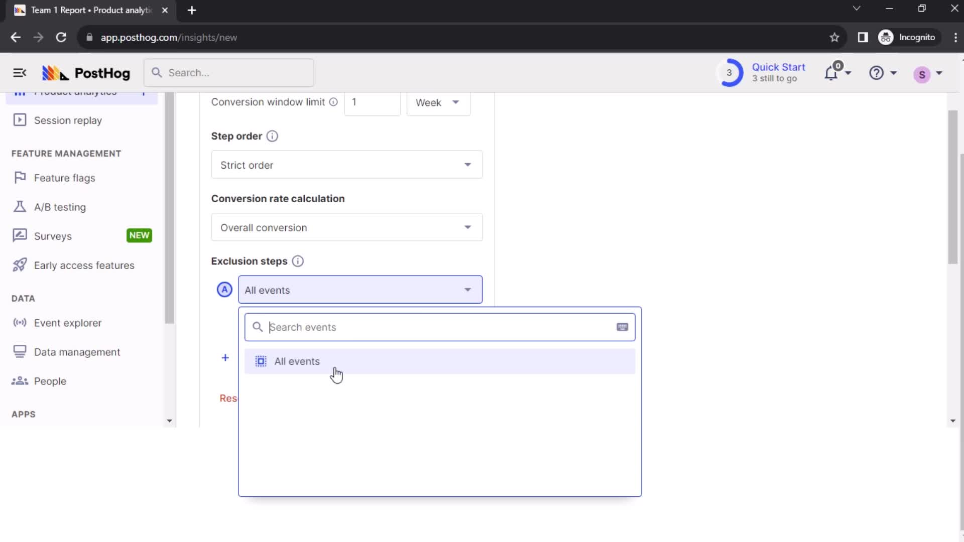 Creating a funnel screenshot