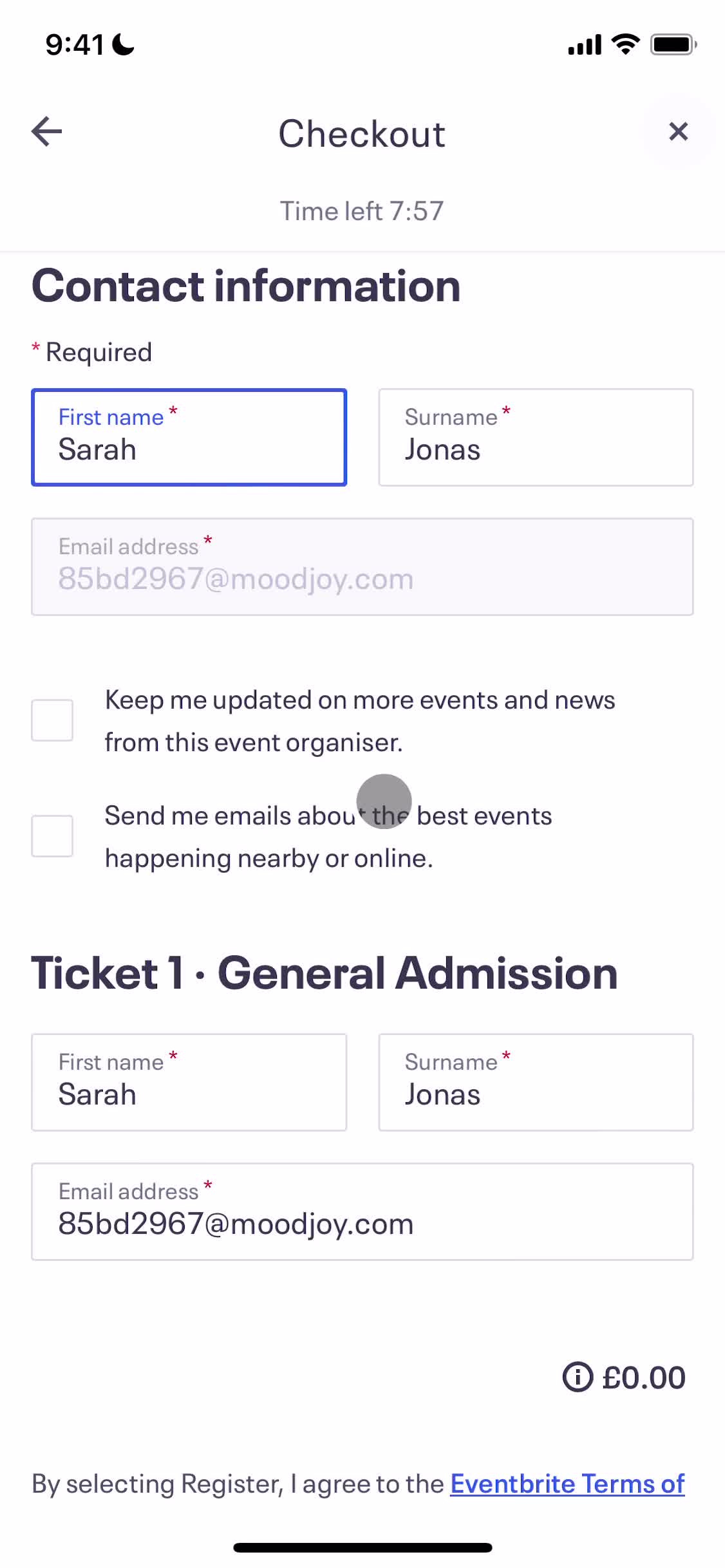 Eventbrite add details screenshot