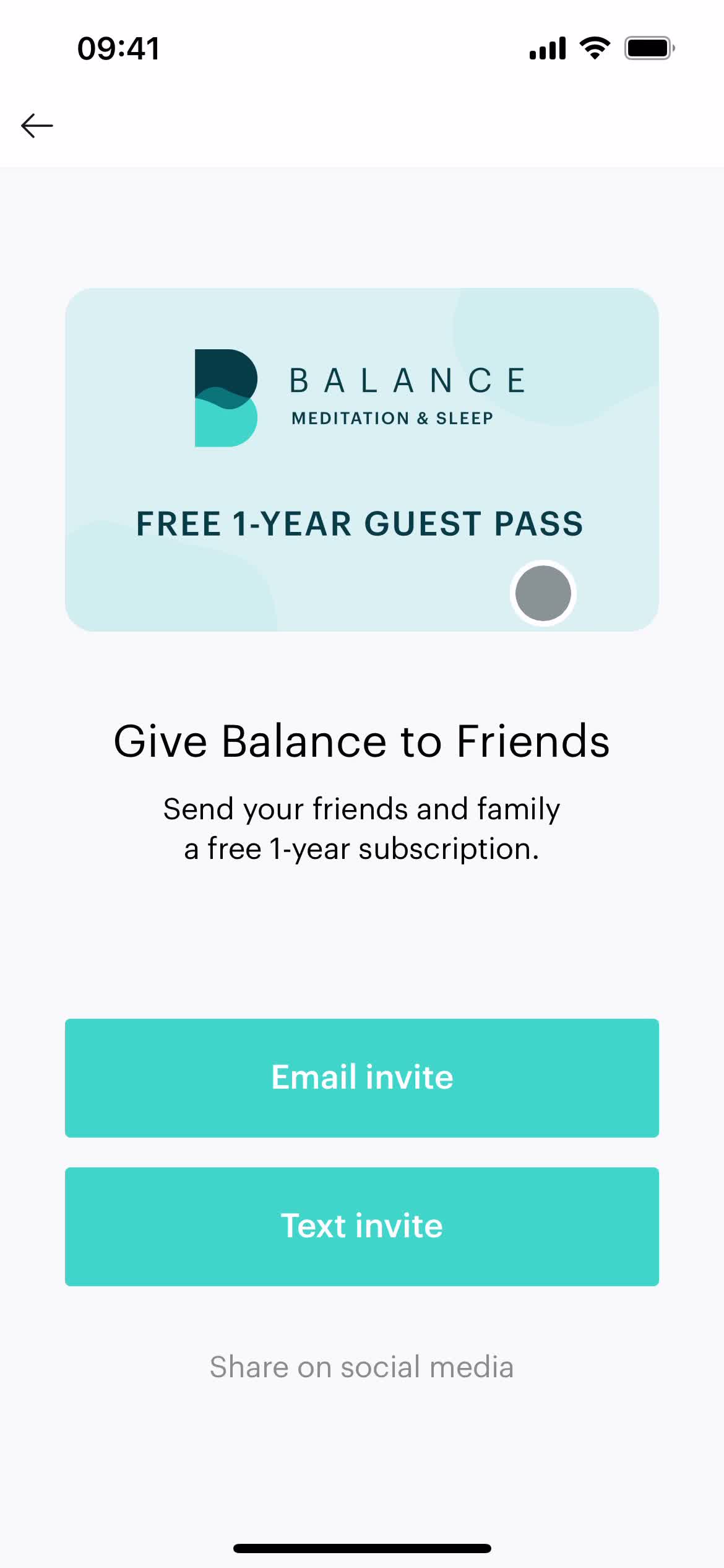 Screenshot of Invite friends on General browsing on Balance user flow