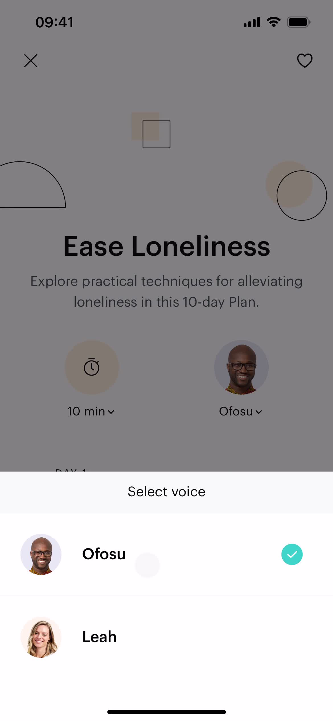 Screenshot of Select voice on General browsing on Balance user flow