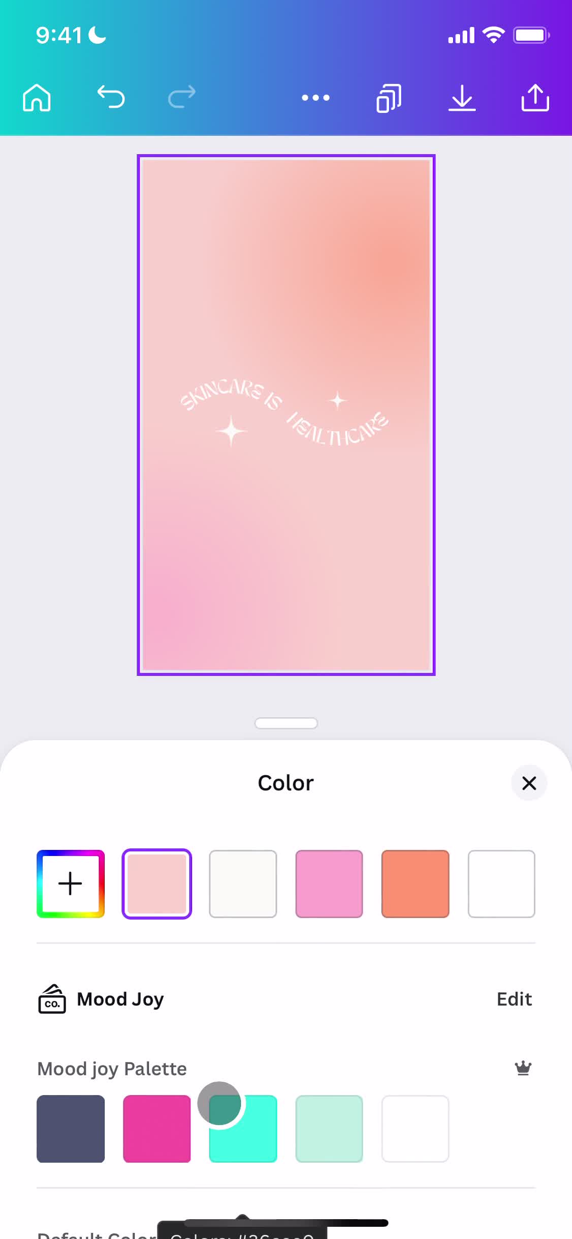 Canva set colors screenshot