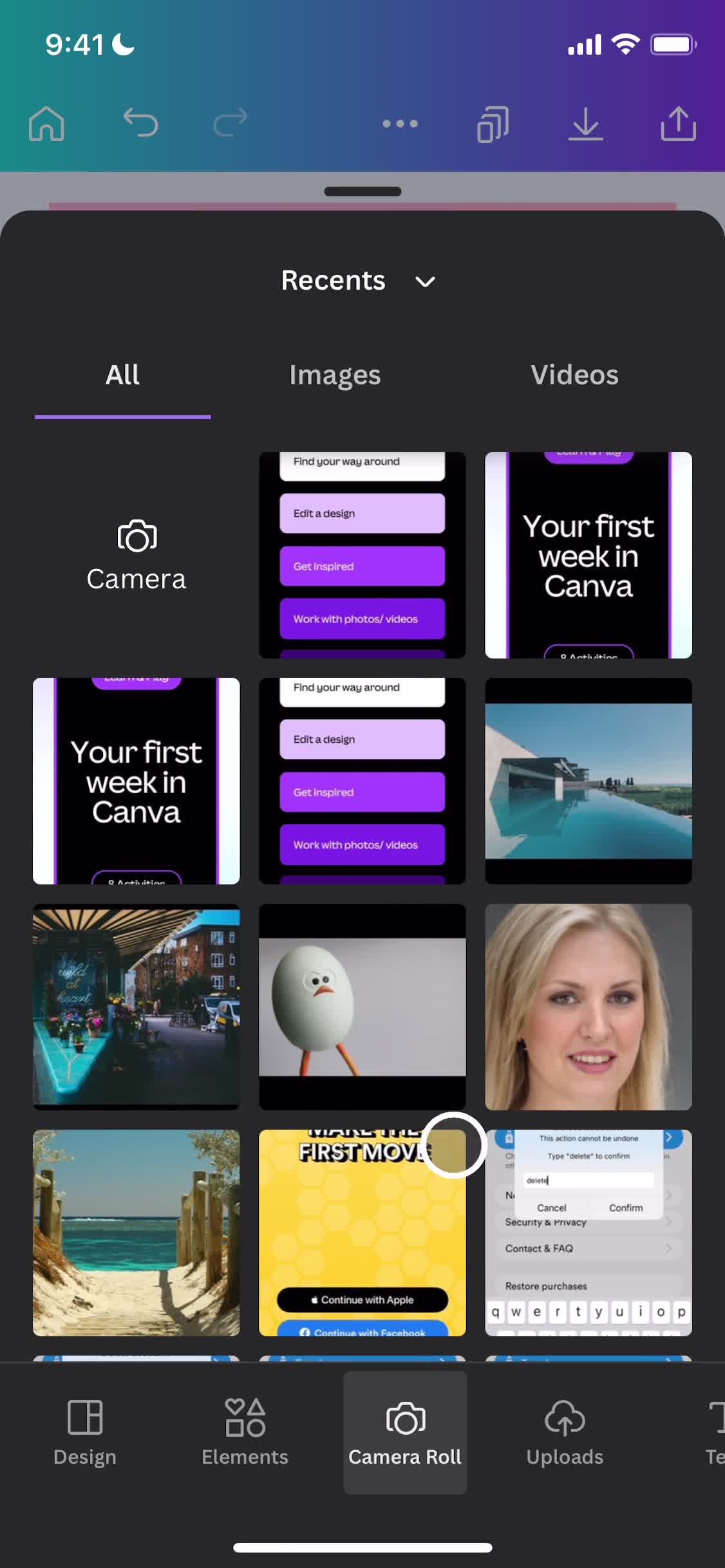 Camera roll video thumbnail