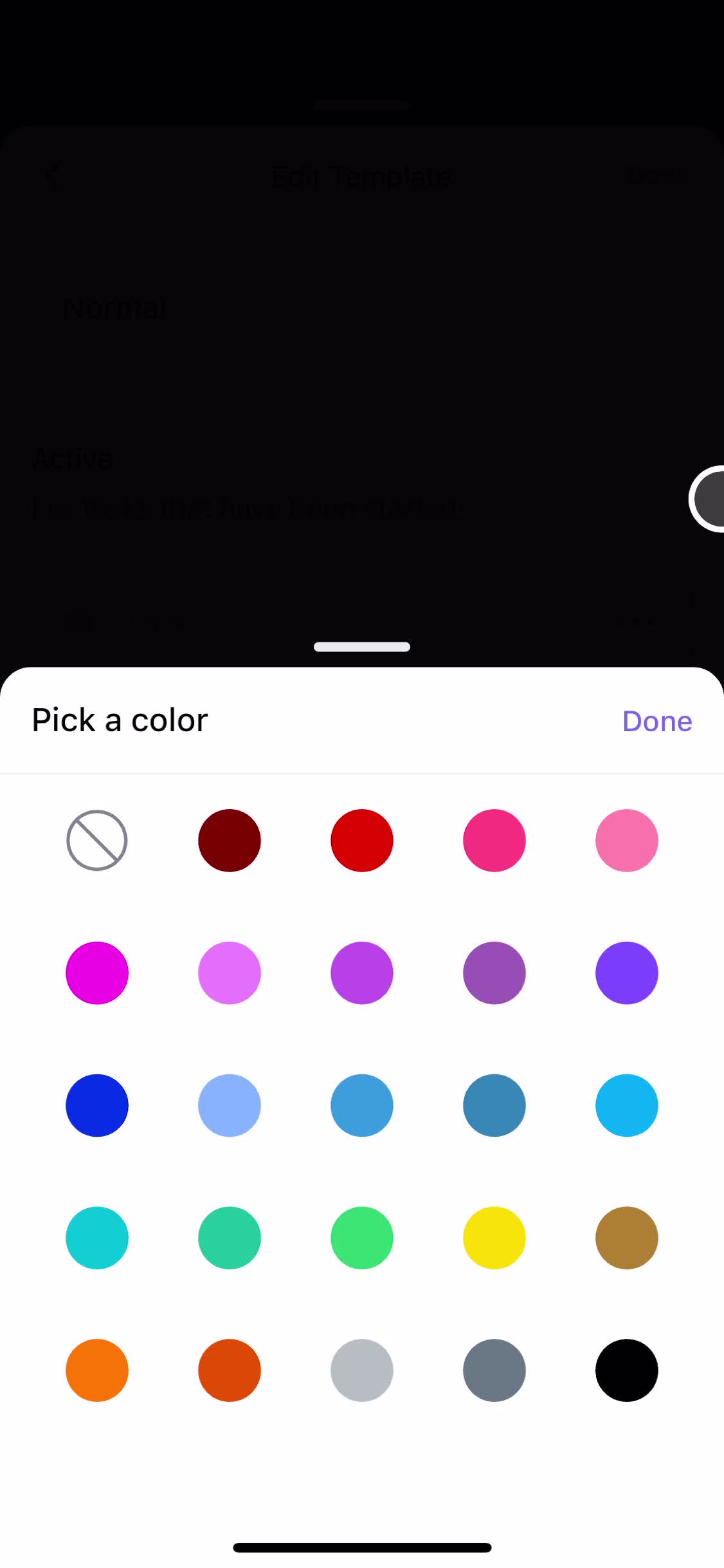 ClickUp select color screenshot