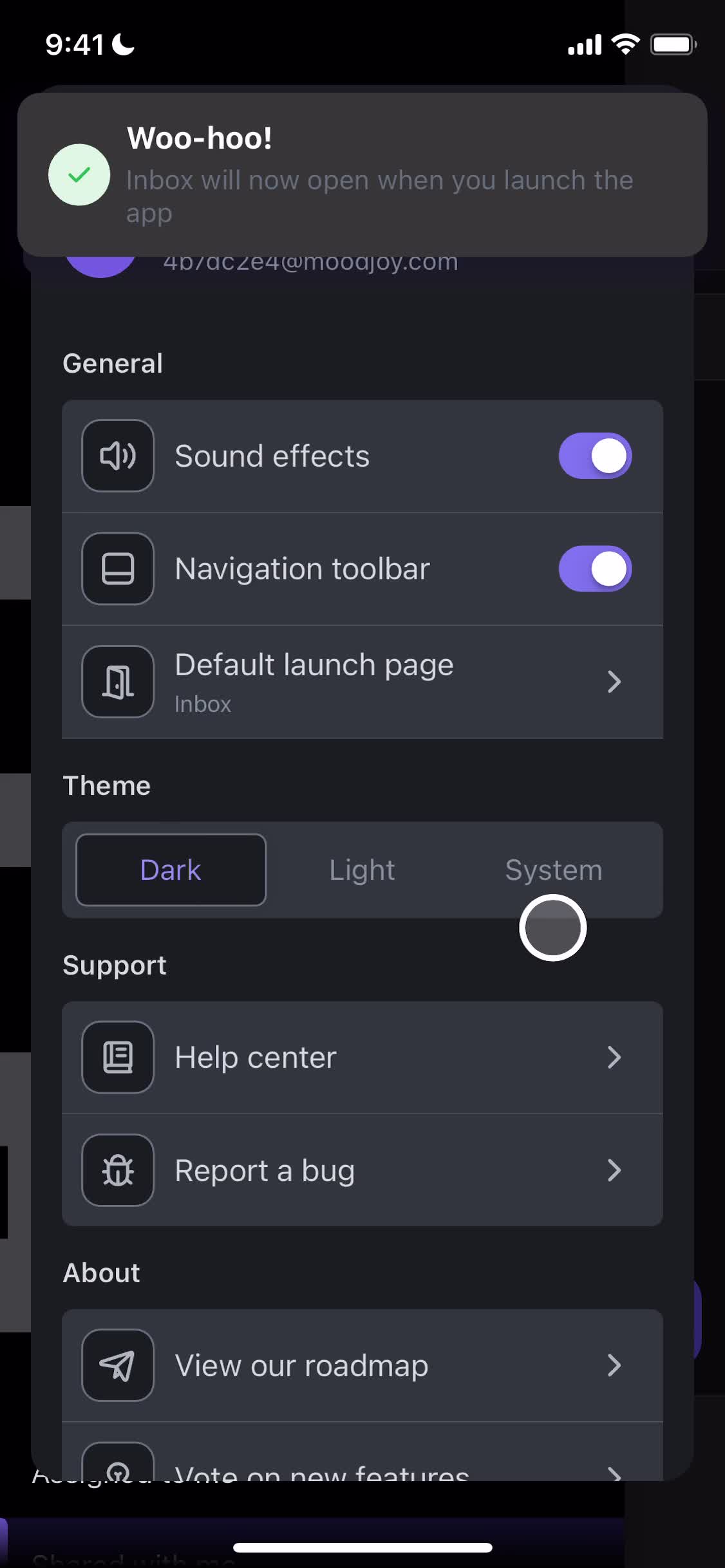 ClickUp dark mode screenshot