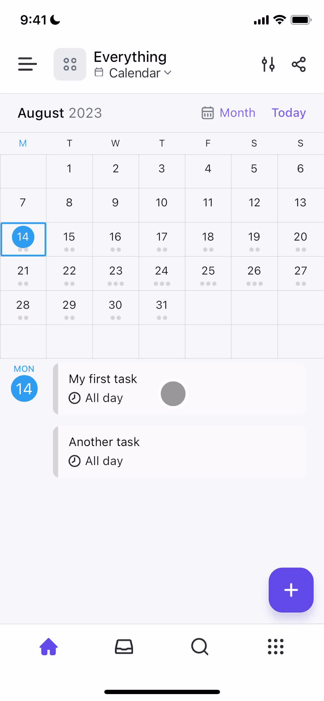 Calendar view video thumbnail