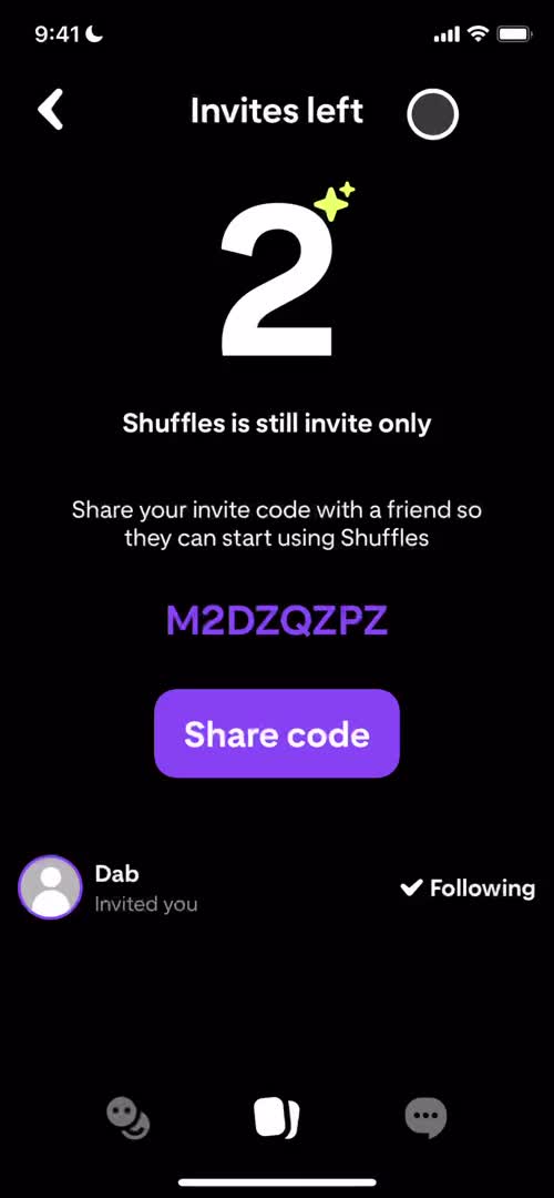 Shuffles invites screenshot