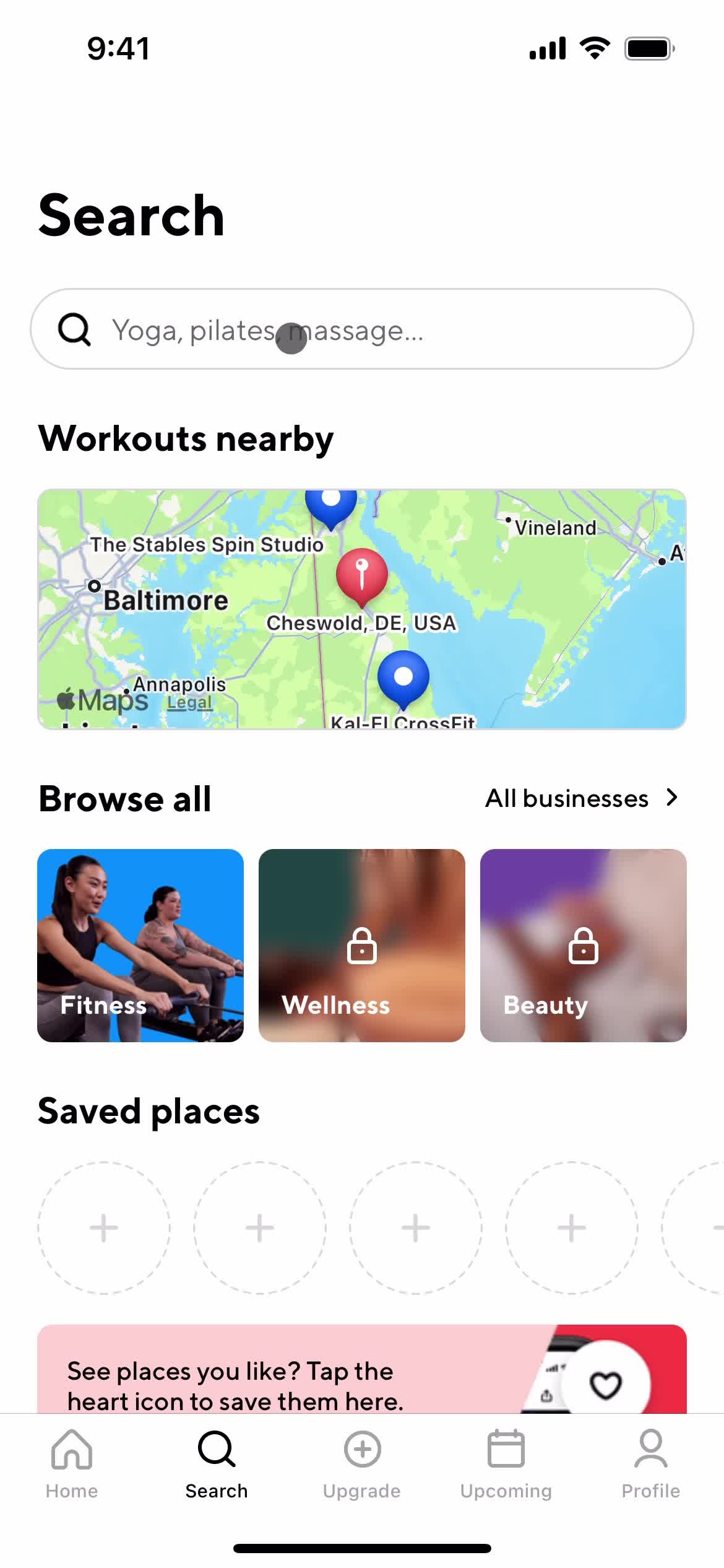 ClassPass search screenshot