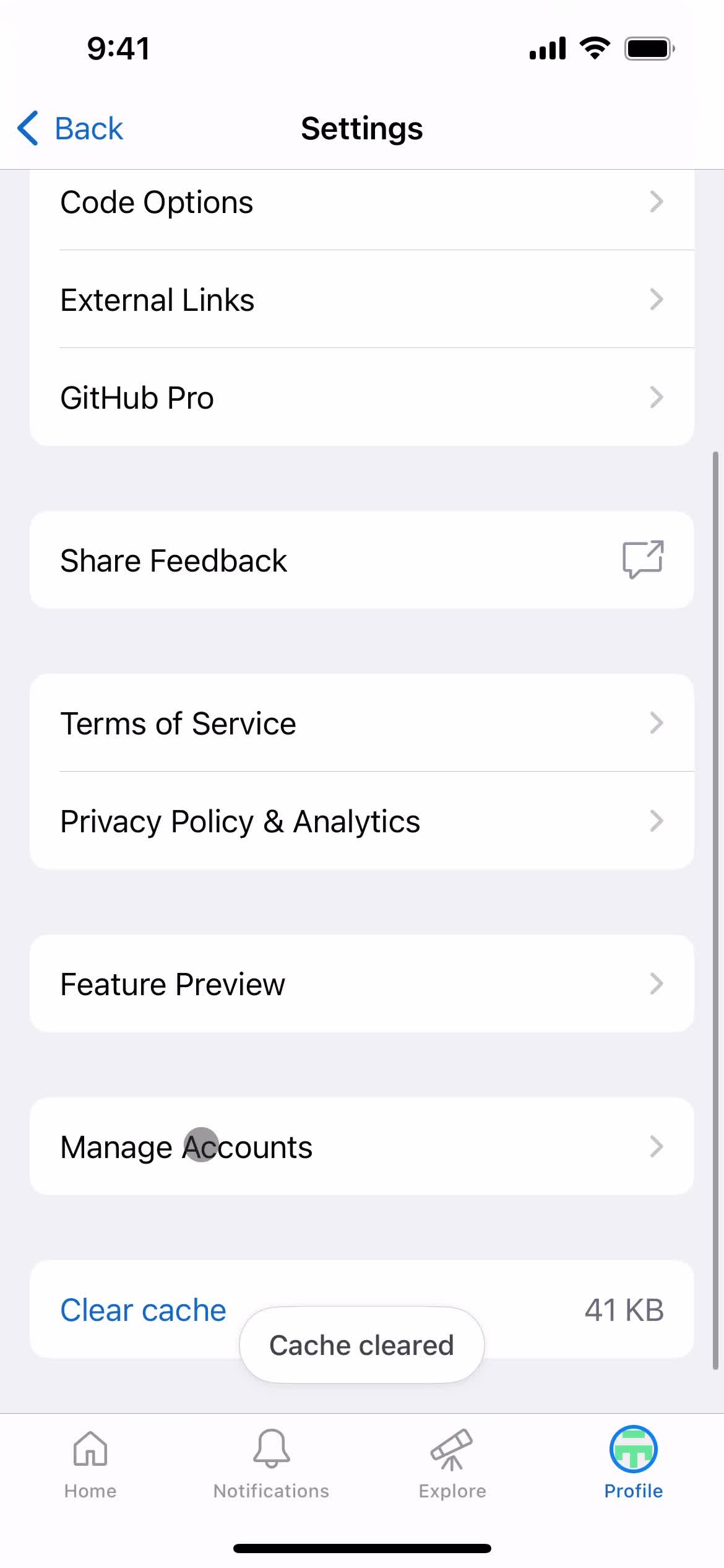 GitHub settings screenshot