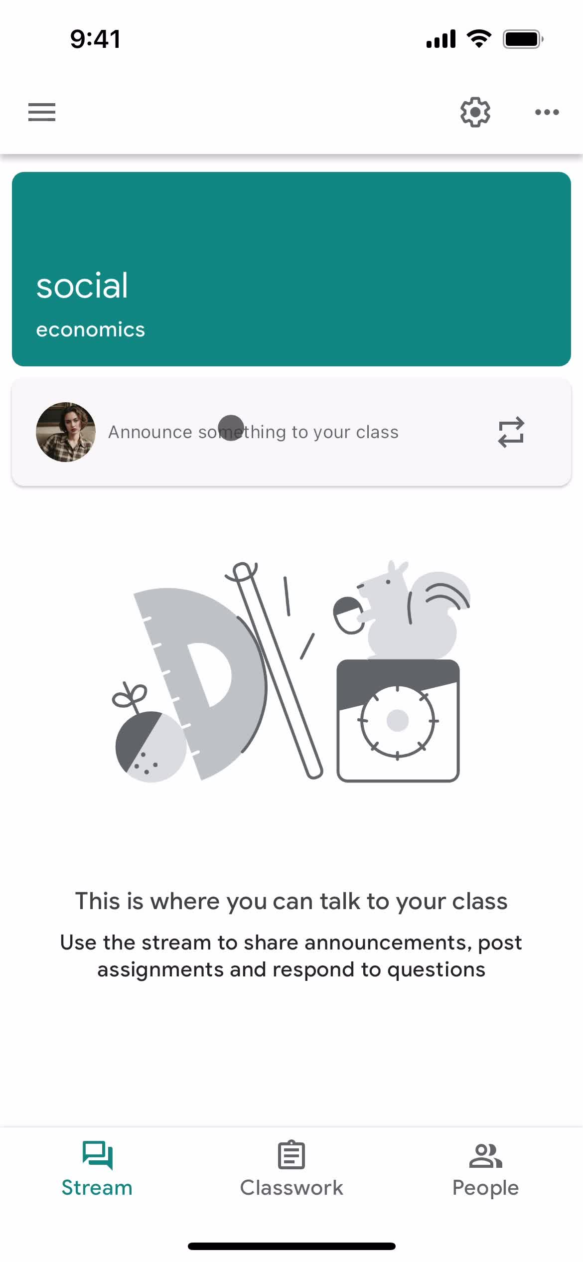 Google Classroom class details screenshot