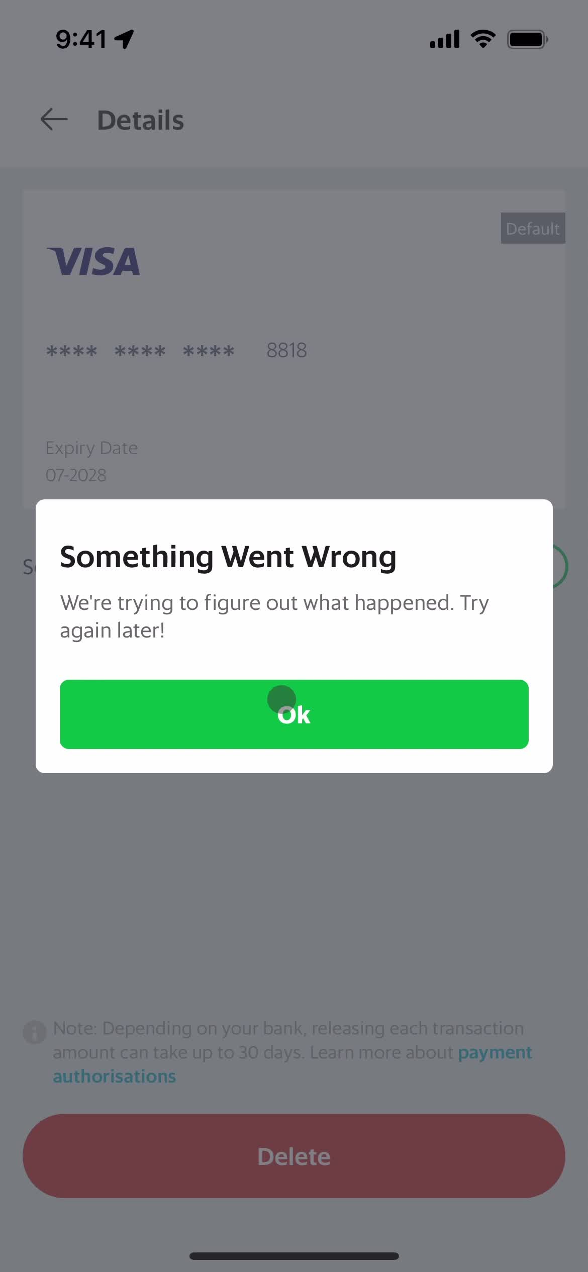 Grab error screenshot