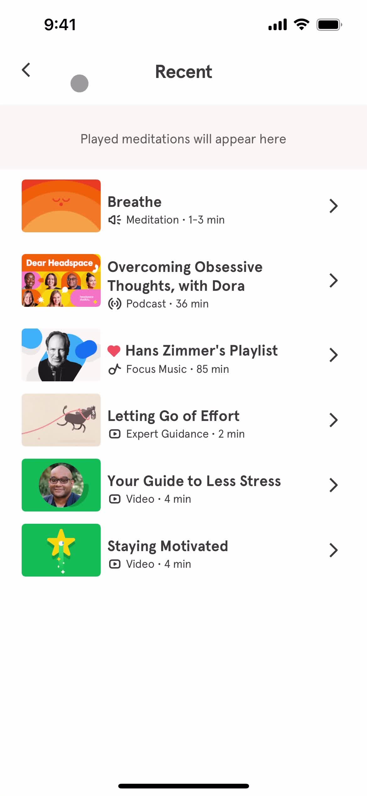 General browsing on Headspace video thumbnail