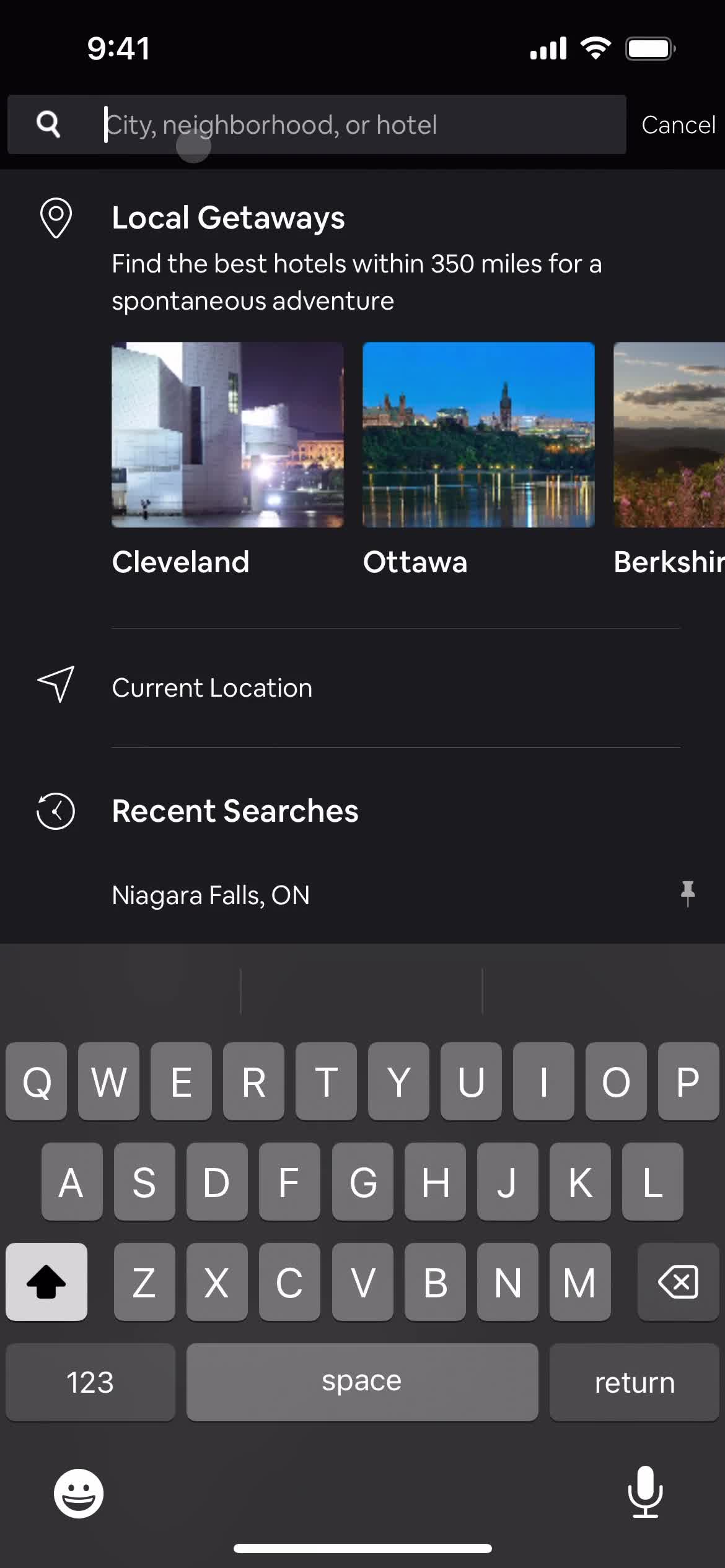 HotelTonight search screenshot