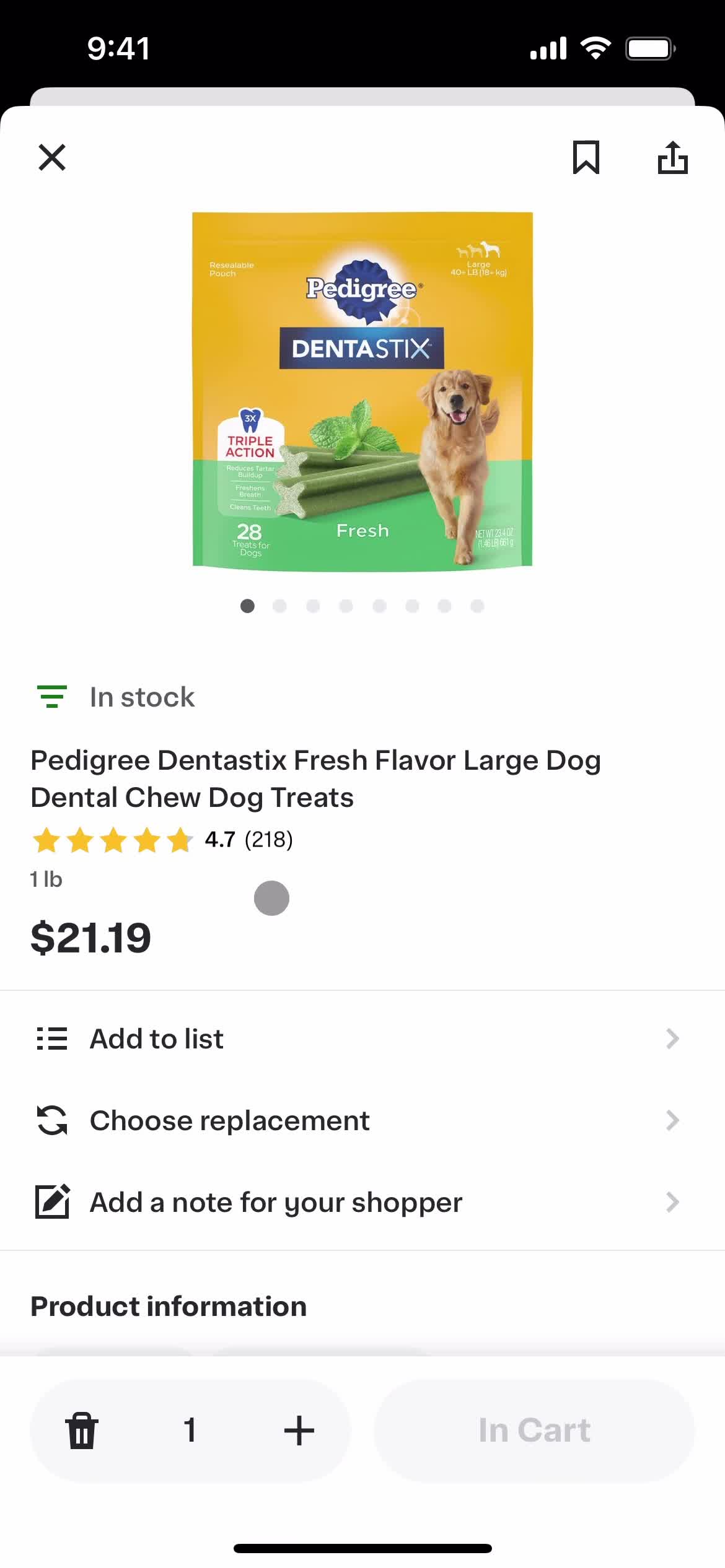 Instacart product detail screenshot