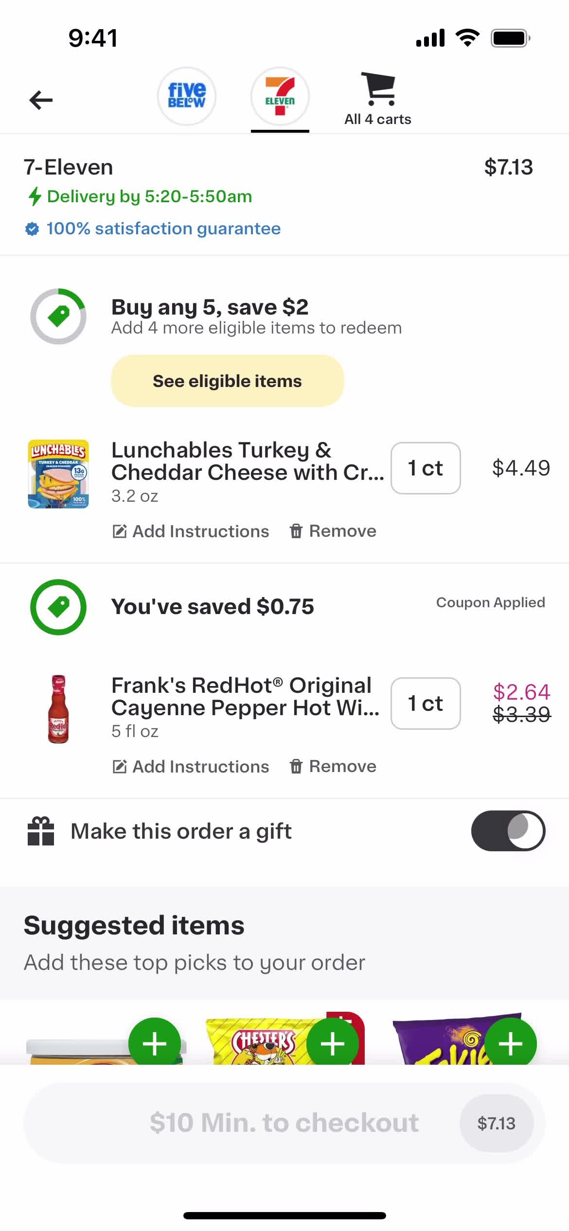 Instacart gifts screenshot