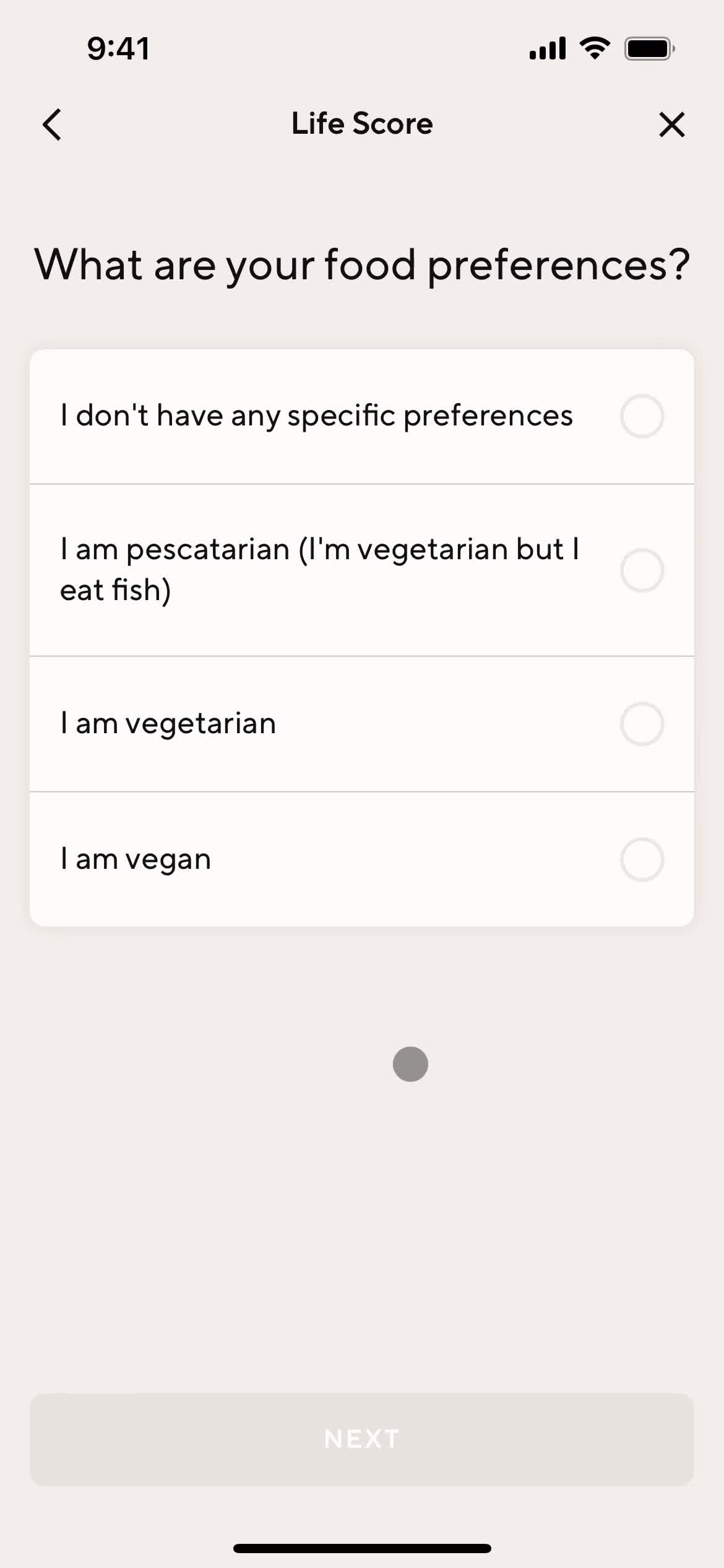 Lifesum test question screenshot
