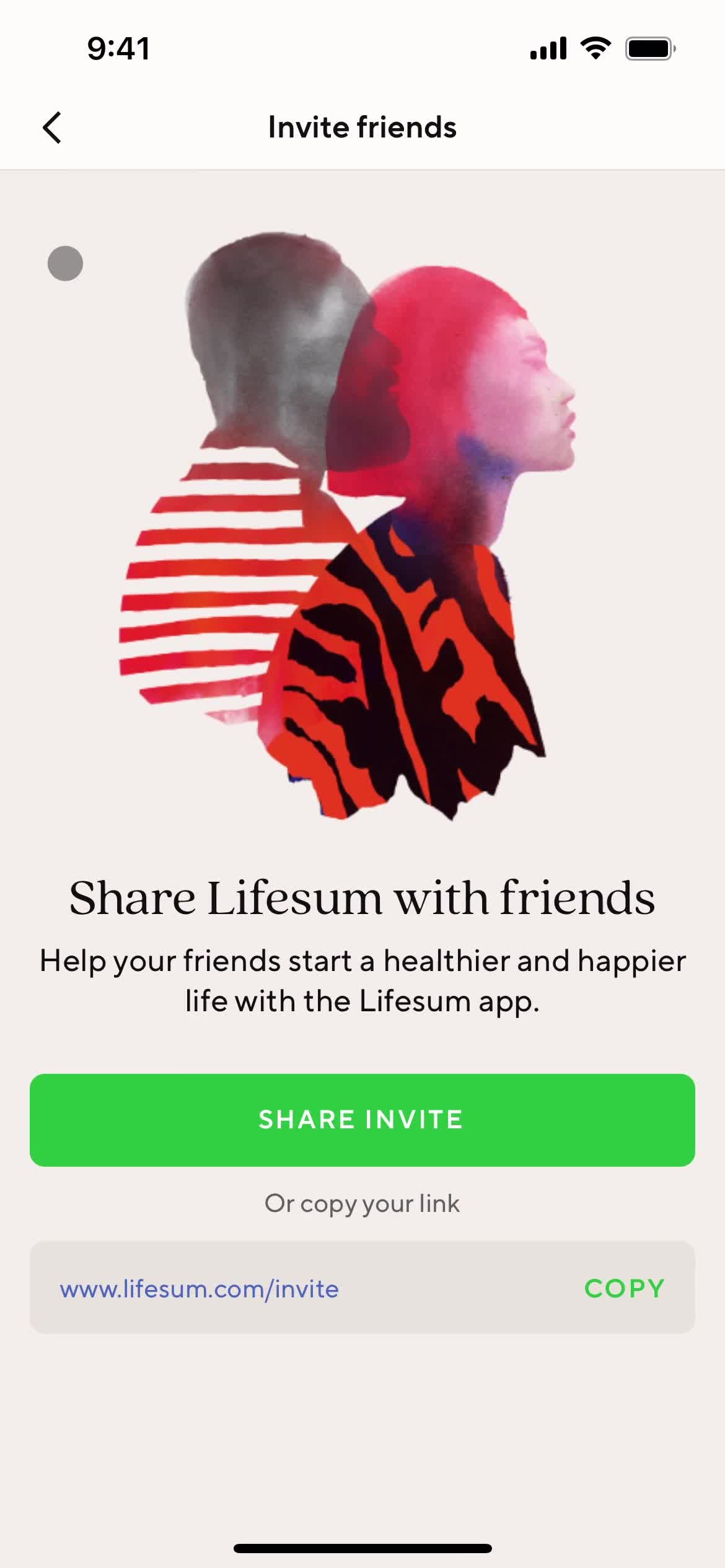 Lifesum invite people screenshot