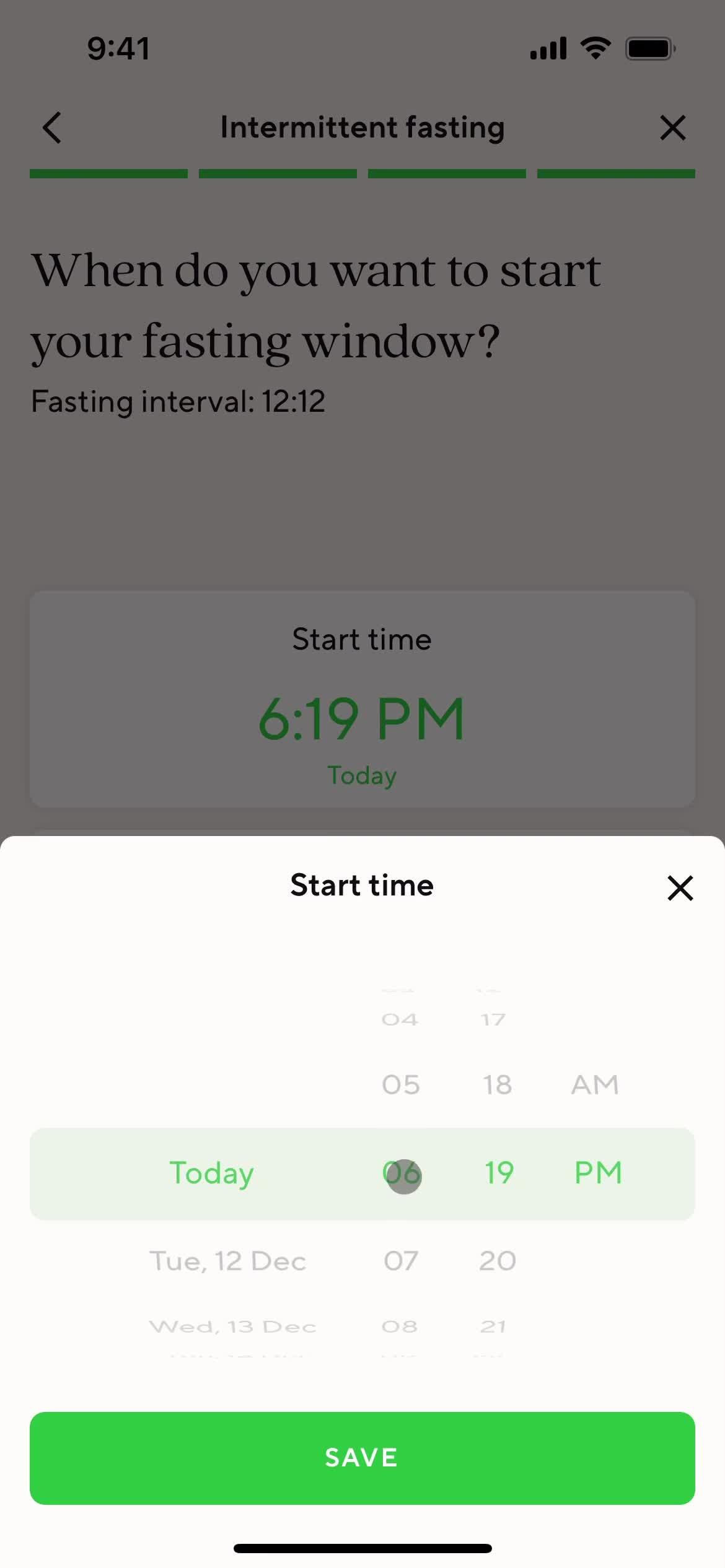 Lifesum set times screenshot