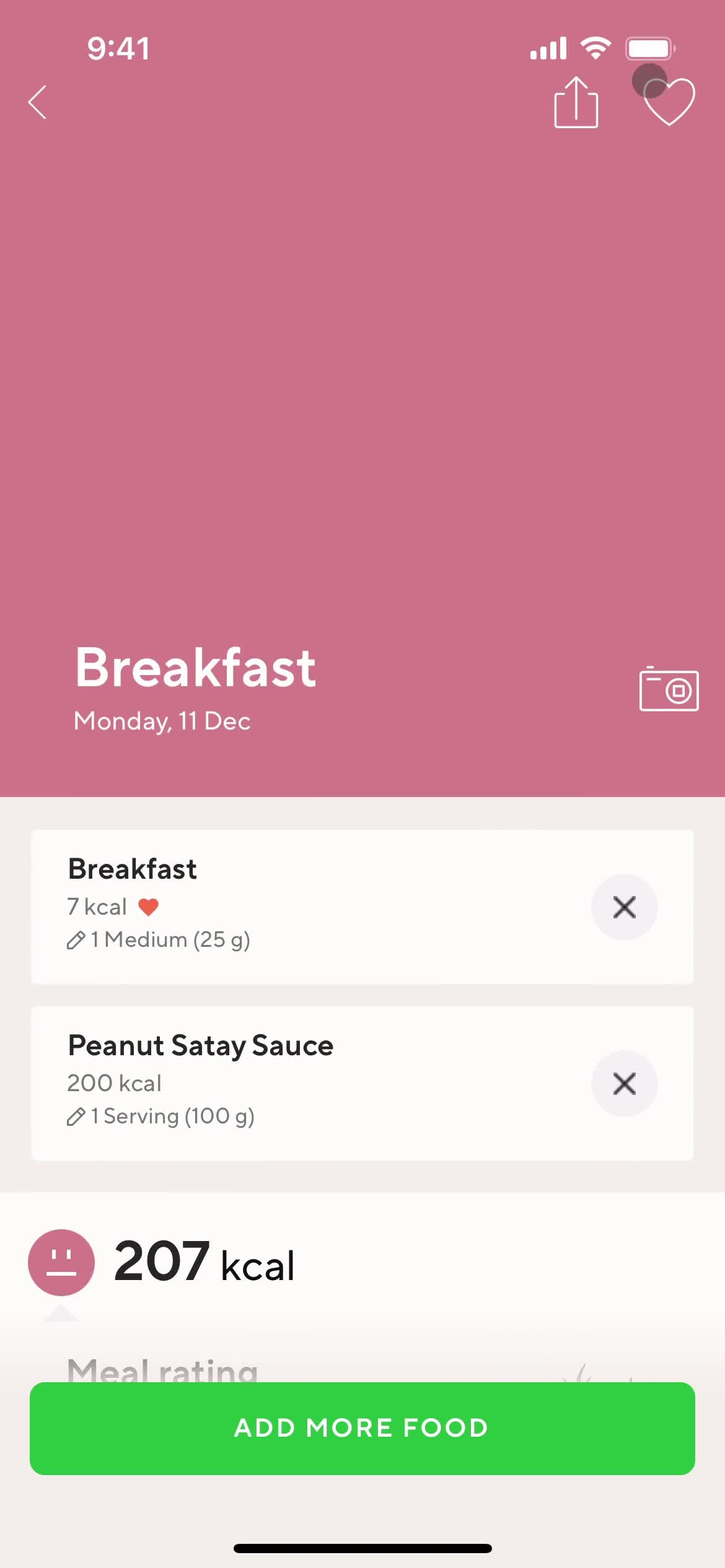 Lifesum meal details screenshot